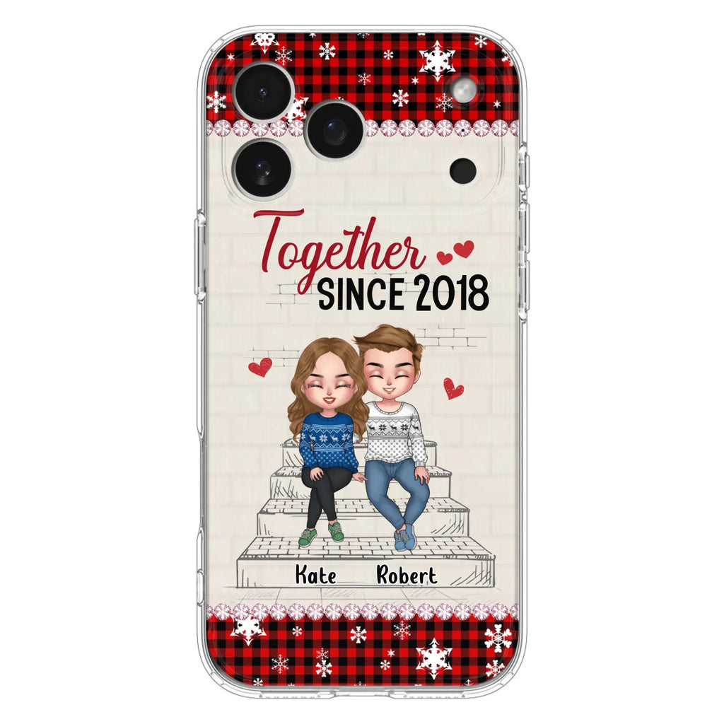 Custom Personalized Christmas Couple Phone Case - Christmas Gift Idea For Couple - Together Since 2018 - Case For iPhone/Samsung