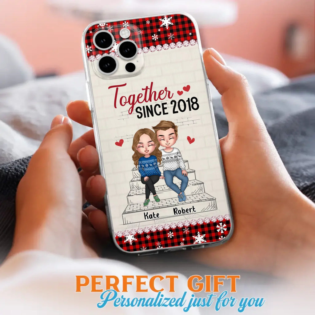 Custom Personalized Christmas Couple Phone Case - Christmas Gift Idea For Couple - Together Since 2018 - Case For iPhone/Samsung