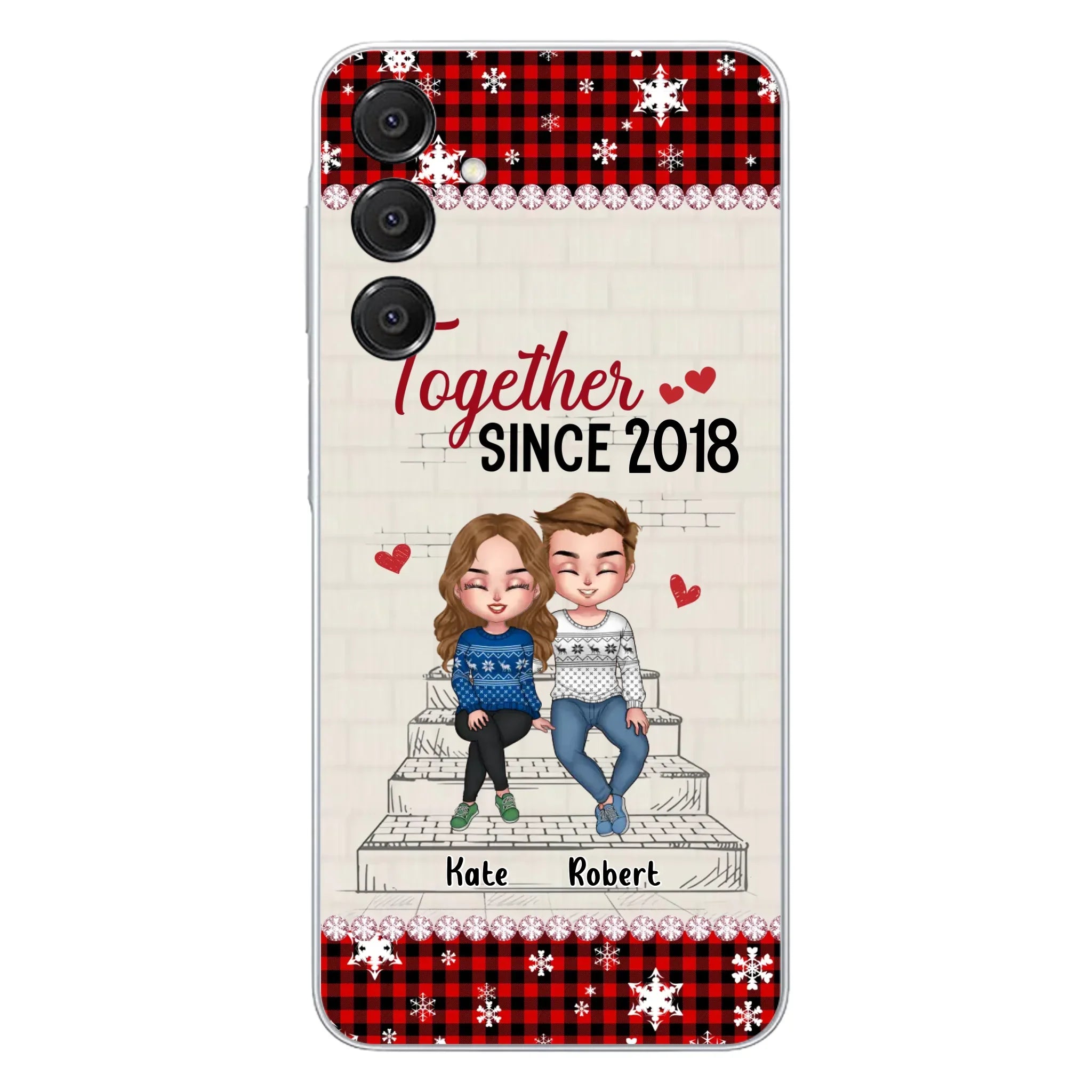 Custom Personalized Christmas Couple Phone Case - Christmas Gift Idea For Couple - Together Since 2018 - Case For iPhone/Samsung