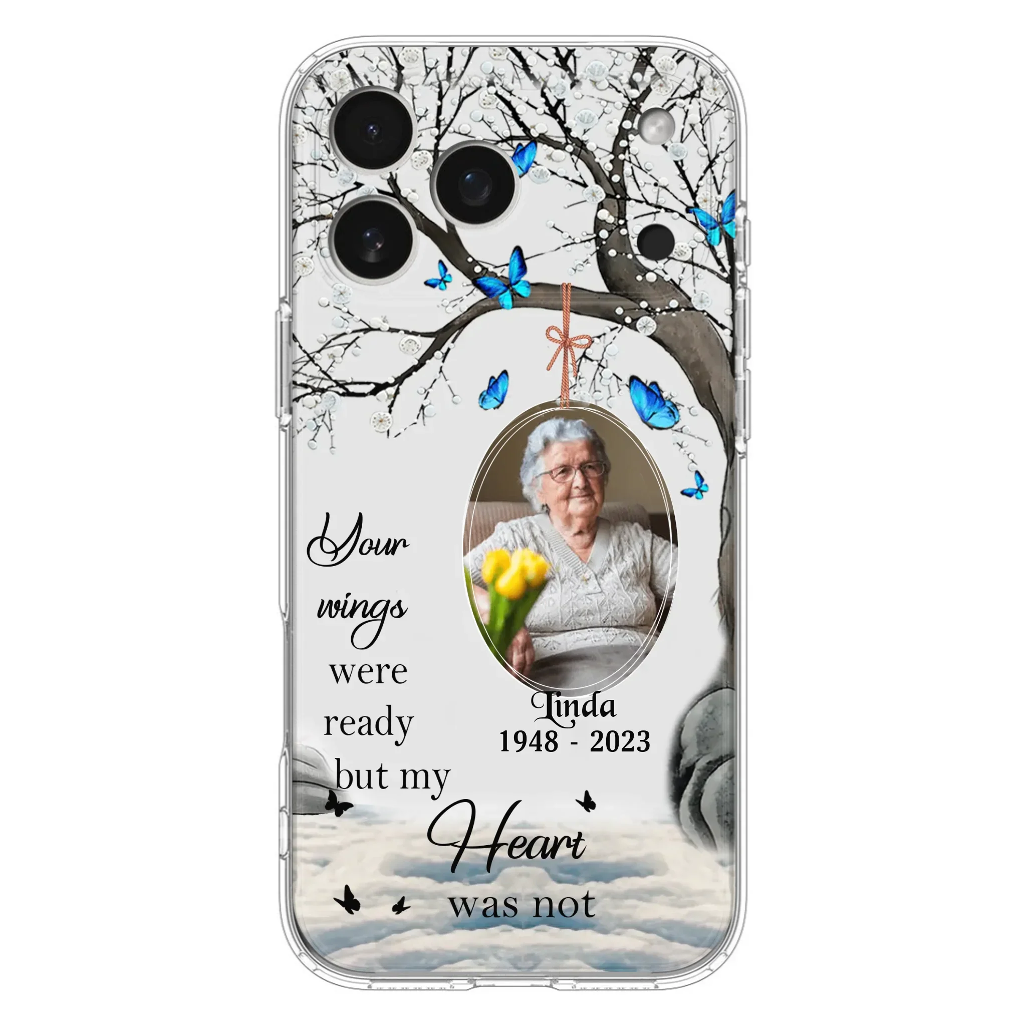 Custom Personalized Memorial Photo Phone Case - Upload Photo - Memorial Gift Idea For Family Member - Your Wings Were Ready But My Heart Was Not - Case For iPhone/Samsung