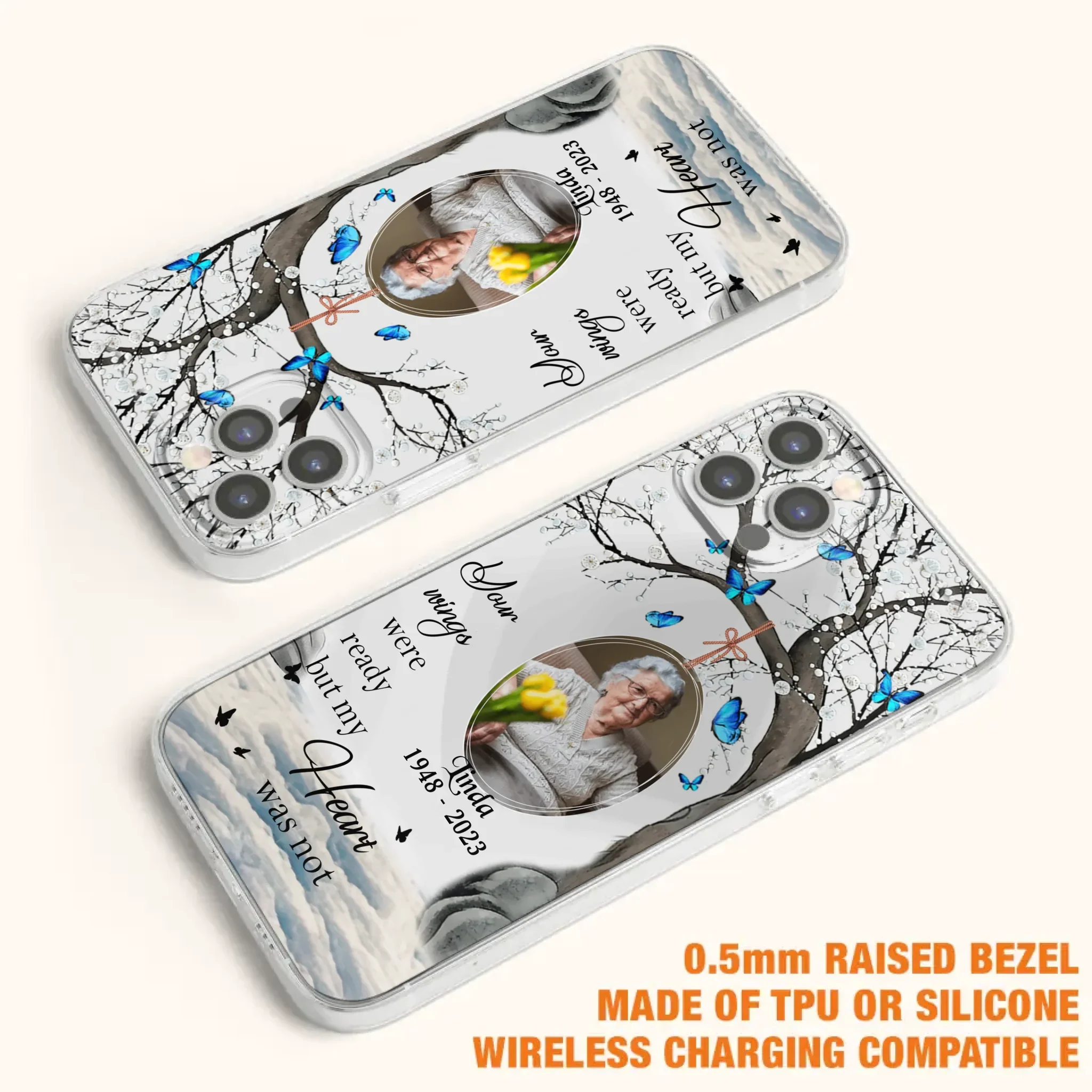 Custom Personalized Memorial Photo Phone Case - Upload Photo - Memorial Gift Idea For Family Member - Your Wings Were Ready But My Heart Was Not - Case For iPhone/Samsung