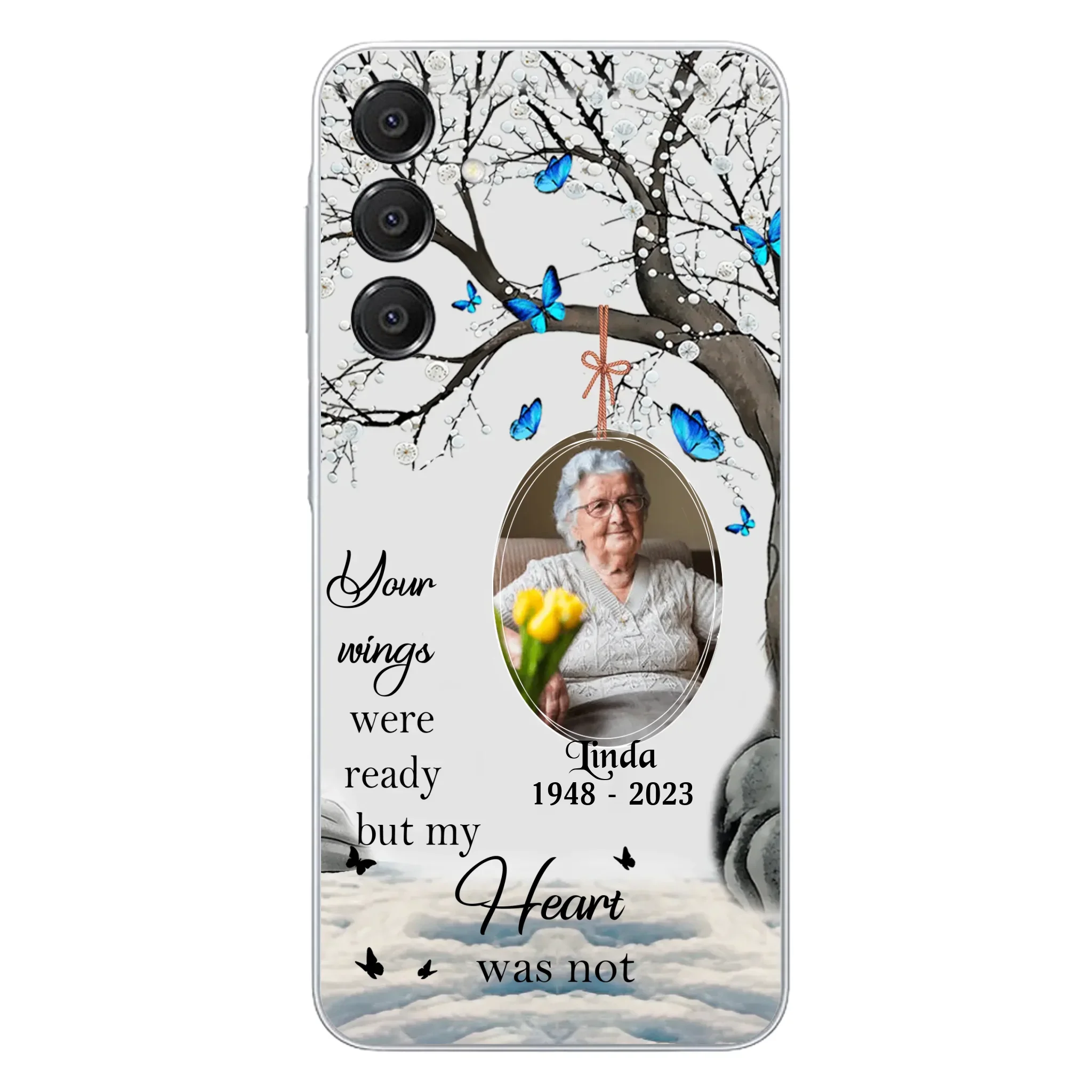 Custom Personalized Memorial Photo Phone Case - Upload Photo - Memorial Gift Idea For Family Member - Your Wings Were Ready But My Heart Was Not - Case For iPhone/Samsung