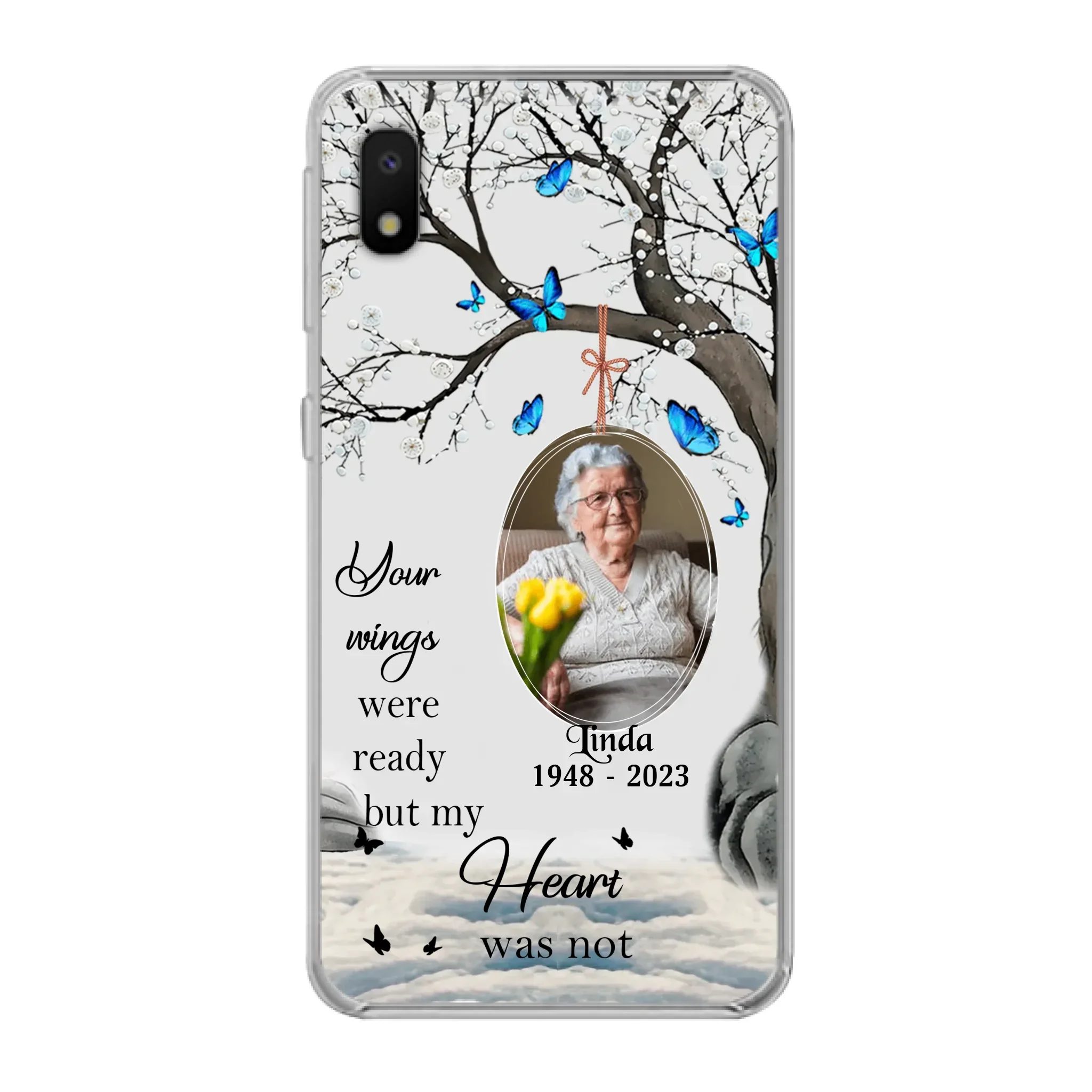 Custom Personalized Memorial Photo Phone Case - Upload Photo - Memorial Gift Idea For Family Member - Your Wings Were Ready But My Heart Was Not - Case For iPhone/Samsung