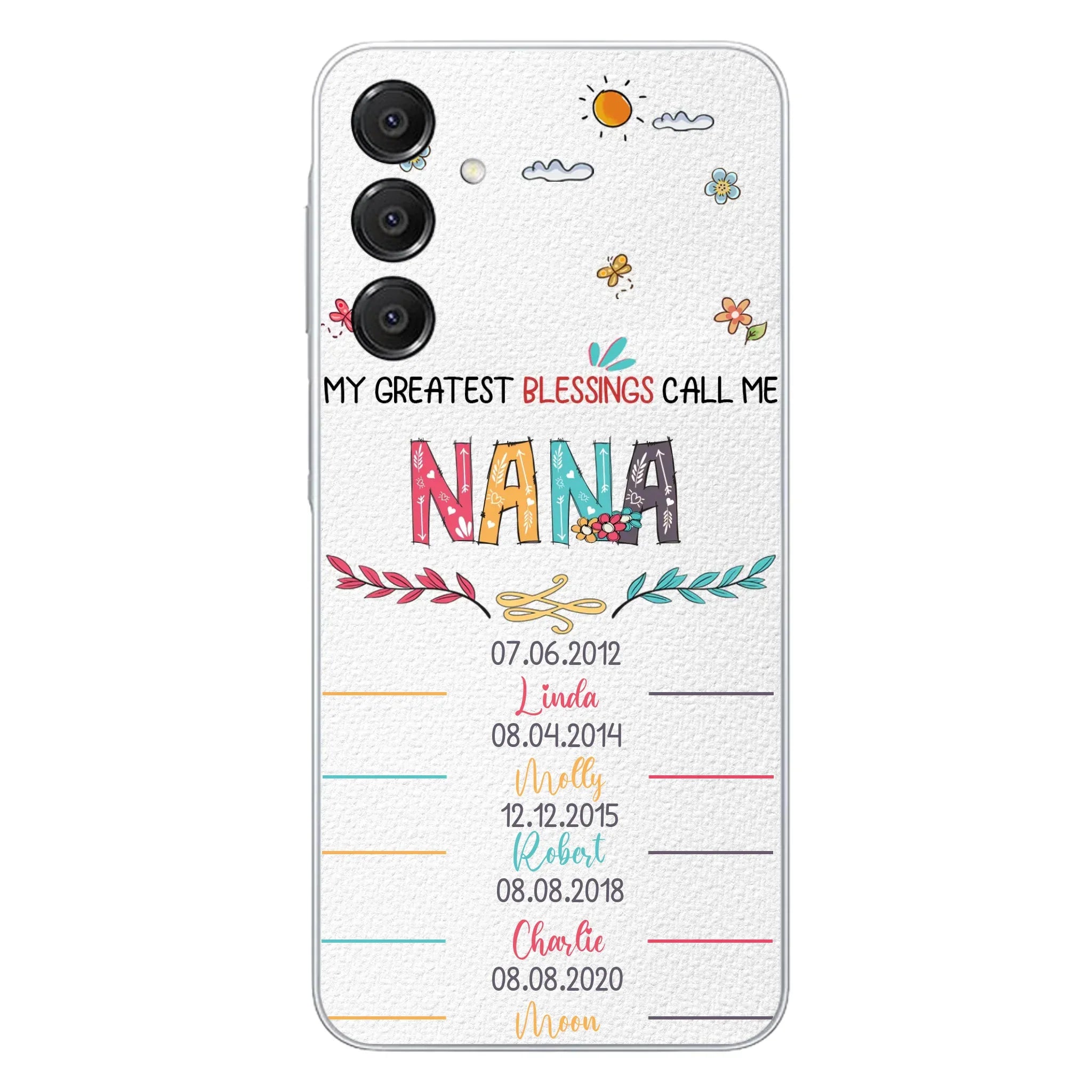 Personalized Grandma Phone Case - Gift Idea For Grandma - Upto 5 Grandkids - My Greatest Blessings Call Me Nana - Case For iPhone/Samsung