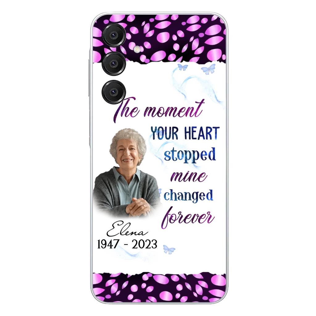 Custom Personalized Memorial Photo Phone Case - Memorial Gift For Family Member - Upload Photo - Case For iPhone/Samsung - The Moment Your Heart Stopped Mine Changed Forever
