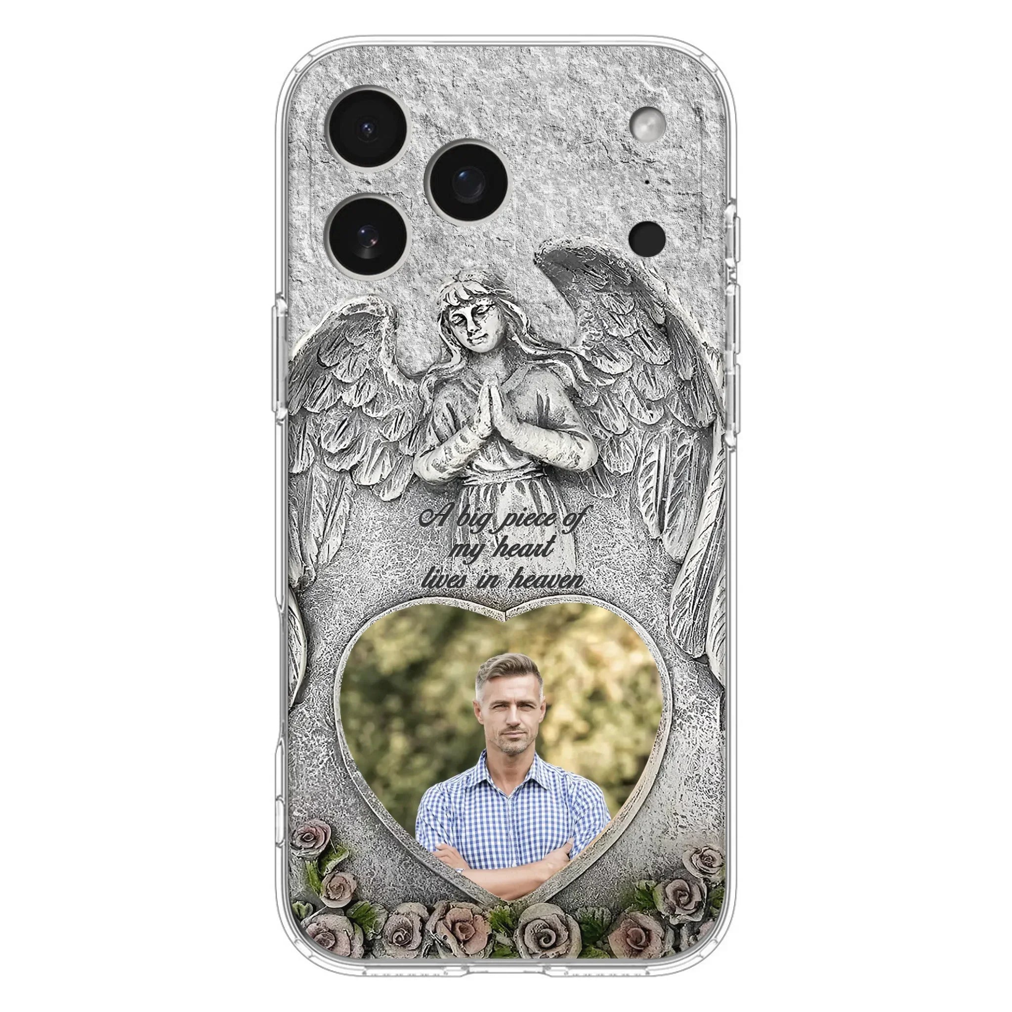 Custom Personalized Memorial Photo Phone Case - Memorial Gift Idea For Family Member - A Big Piece Of My Heart Lives In Heaven - Case For iPhone/Samsung