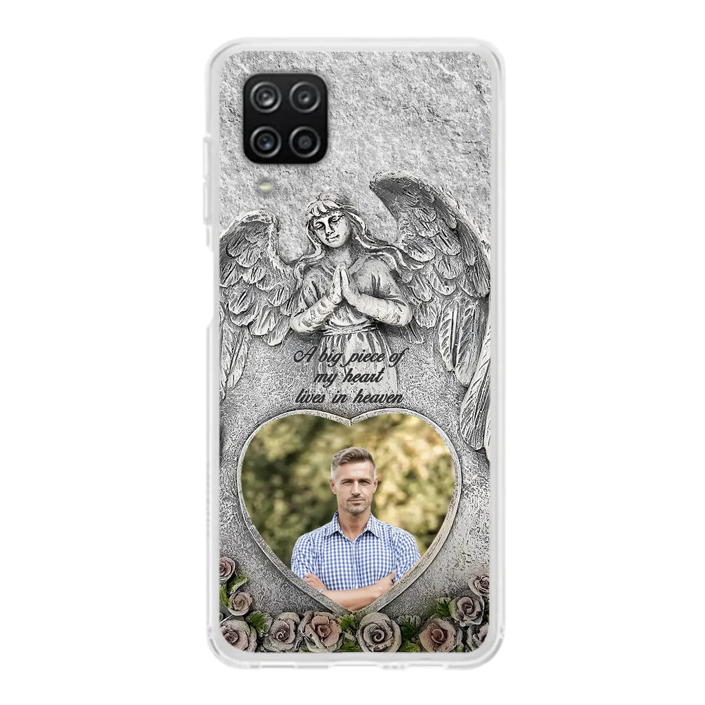 Custom Personalized Memorial Photo Phone Case - Memorial Gift Idea For Family Member - A Big Piece Of My Heart Lives In Heaven - Case For iPhone/Samsung