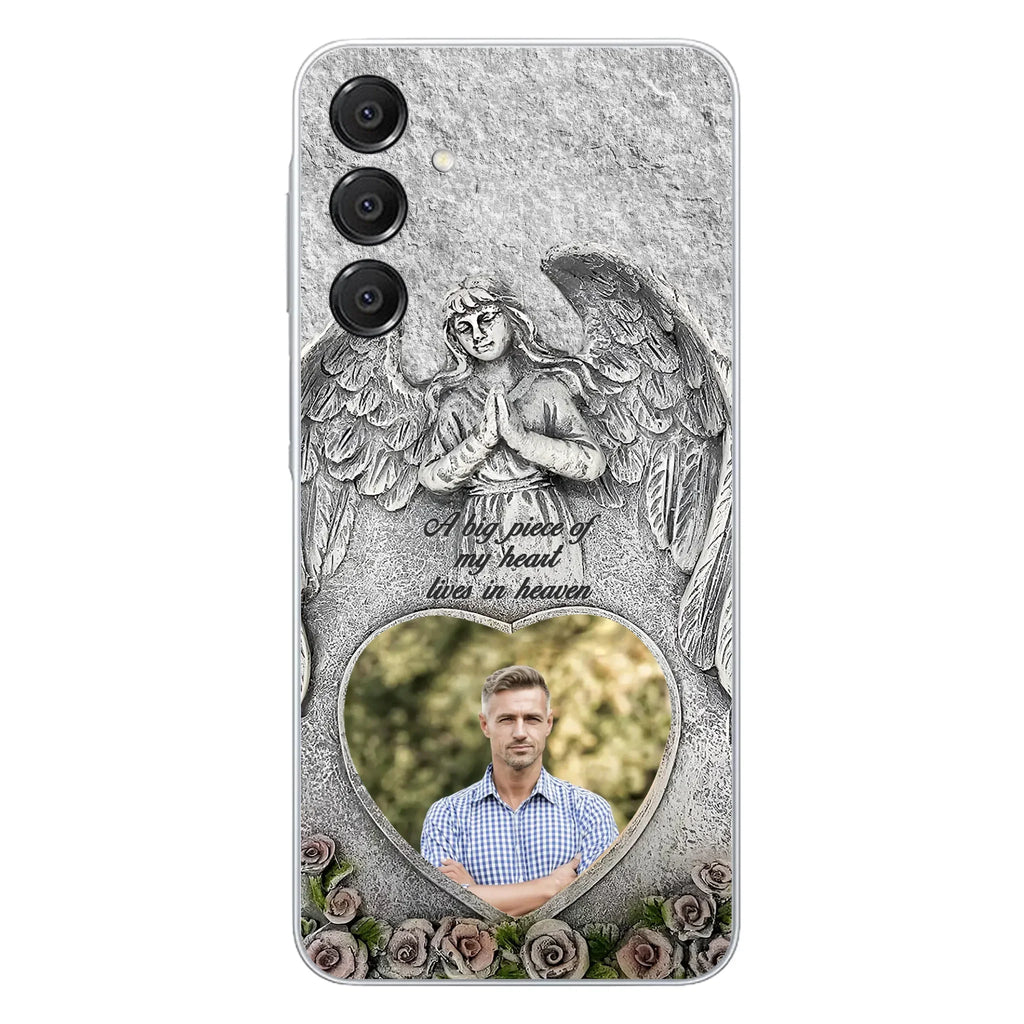 Custom Personalized Memorial Photo Phone Case - Memorial Gift Idea For Family Member - A Big Piece Of My Heart Lives In Heaven - Case For iPhone/Samsung