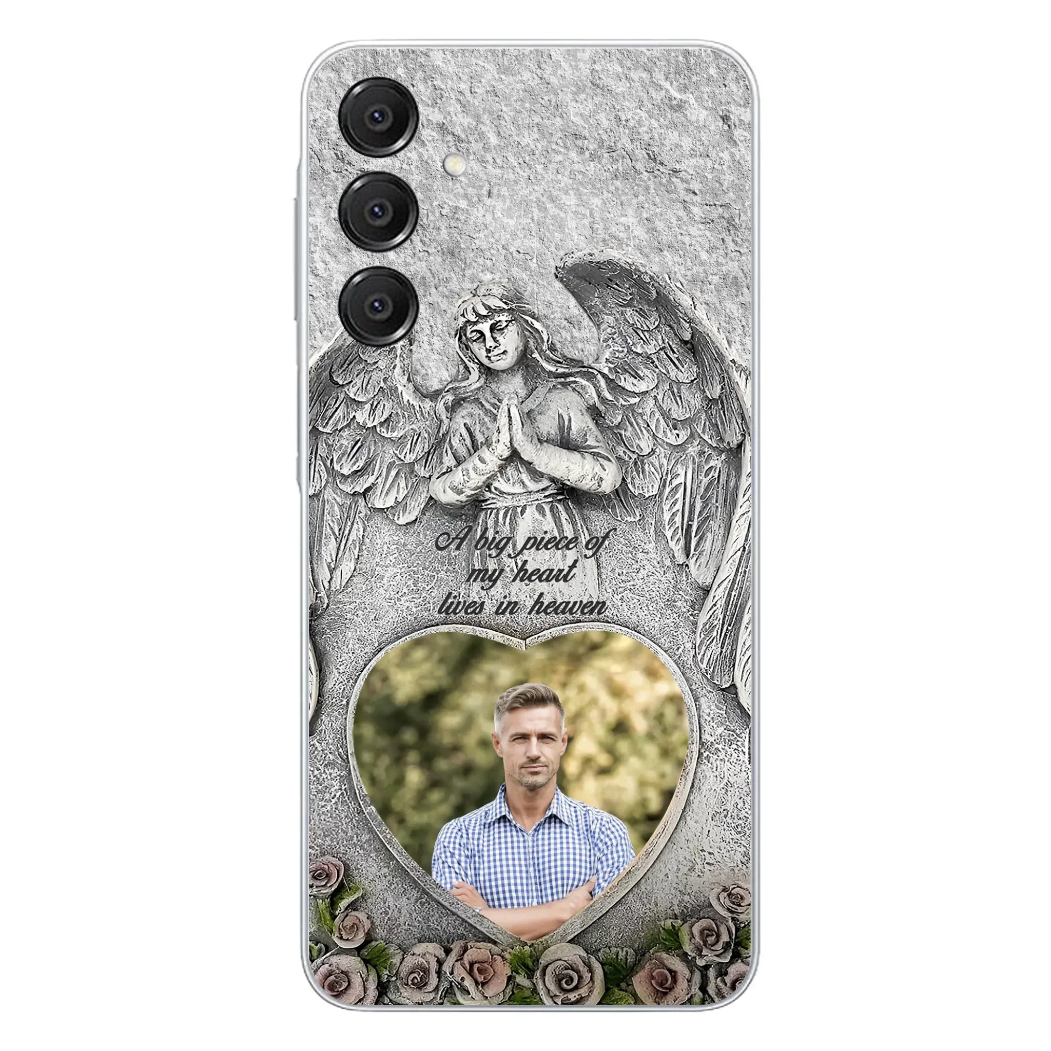 Custom Personalized Memorial Photo Phone Case - Memorial Gift Idea For Family Member - A Big Piece Of My Heart Lives In Heaven - Case For iPhone/Samsung