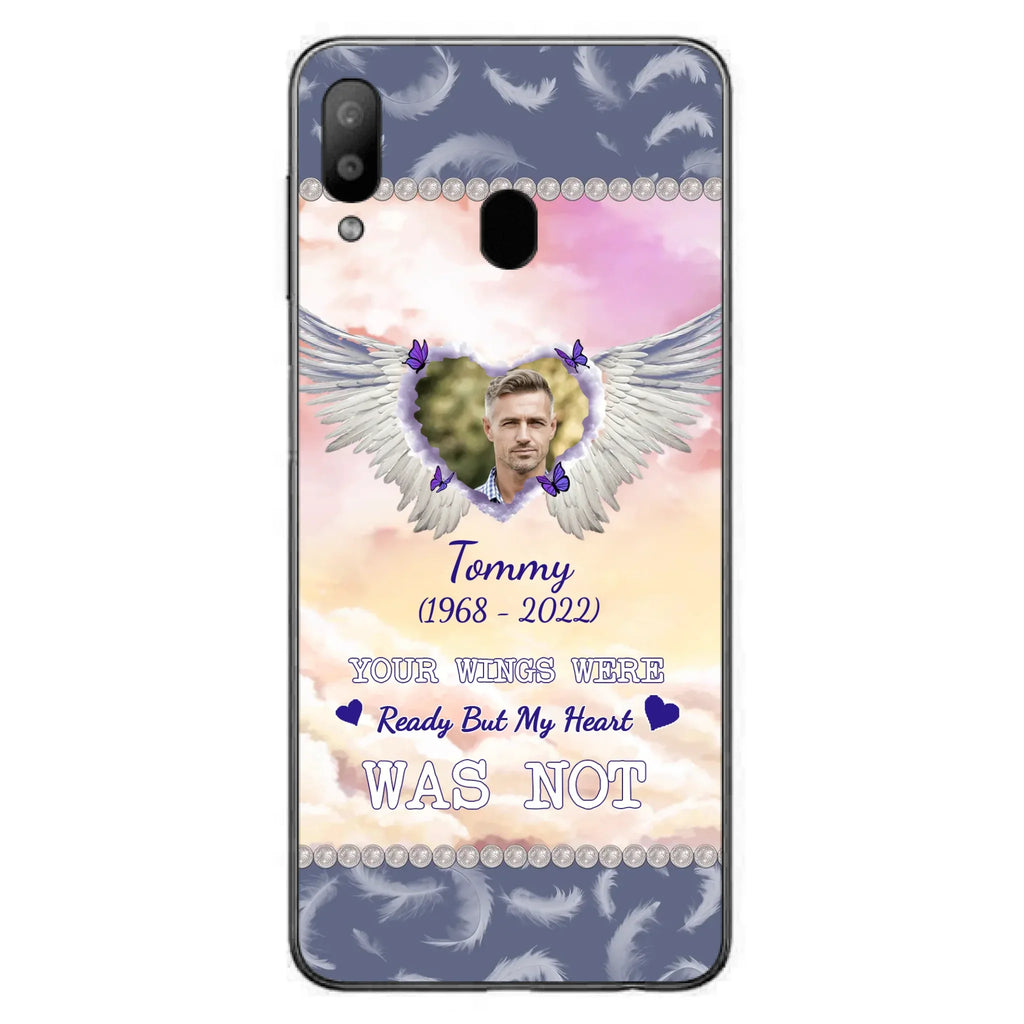 Custom Personalized Memorial Photo Phone Case - Memorial Gift Idea for Family - Your Wings Were Ready But My Heart Was Not - Case For iPhone/Samsung