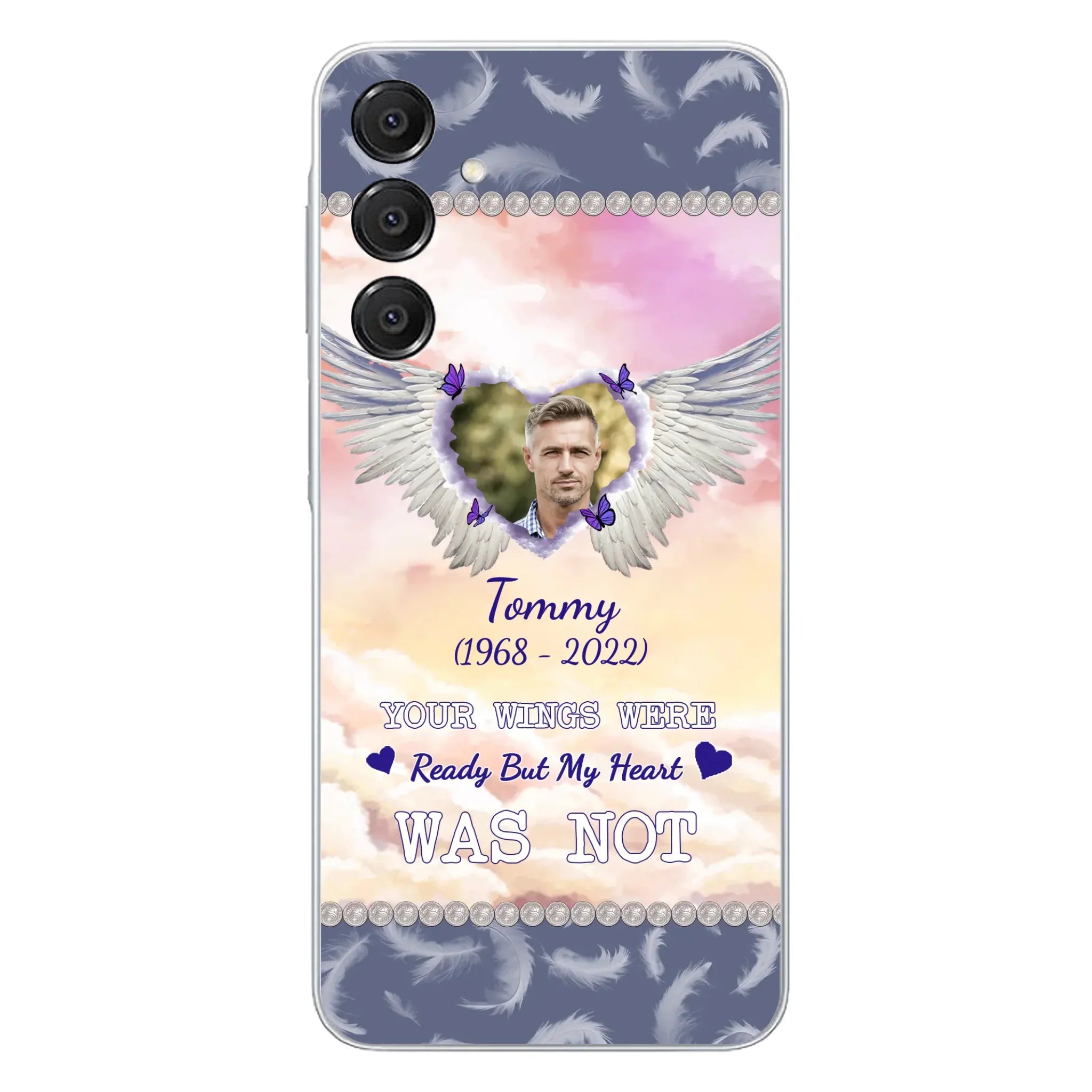 Custom Personalized Memorial Photo Phone Case - Memorial Gift Idea for Family - Your Wings Were Ready But My Heart Was Not - Case For iPhone/Samsung