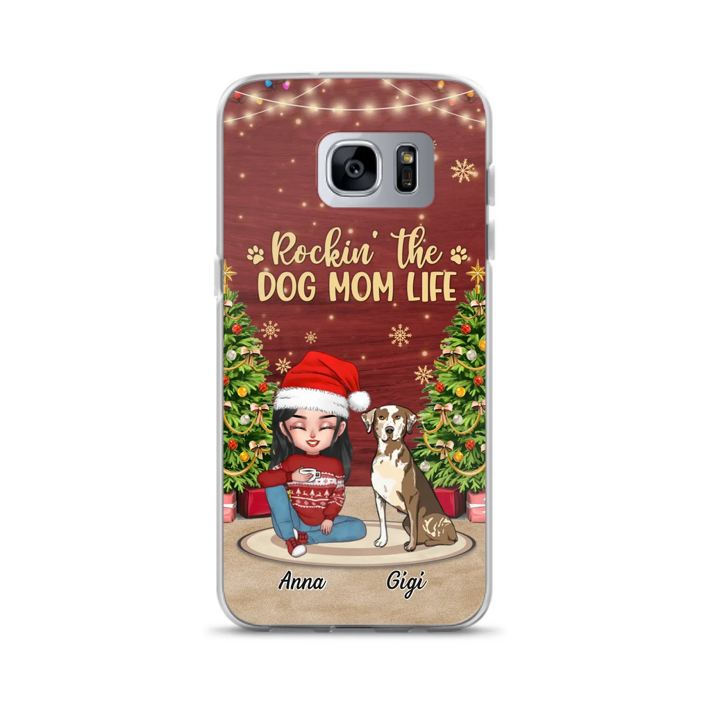 Custom Personalized Dog Mom iPhone/ Samsung Case - Christmas Gift Idea For Dogs Lovers - Upto 4 Dogs - Rockin' The Dog Mom Life