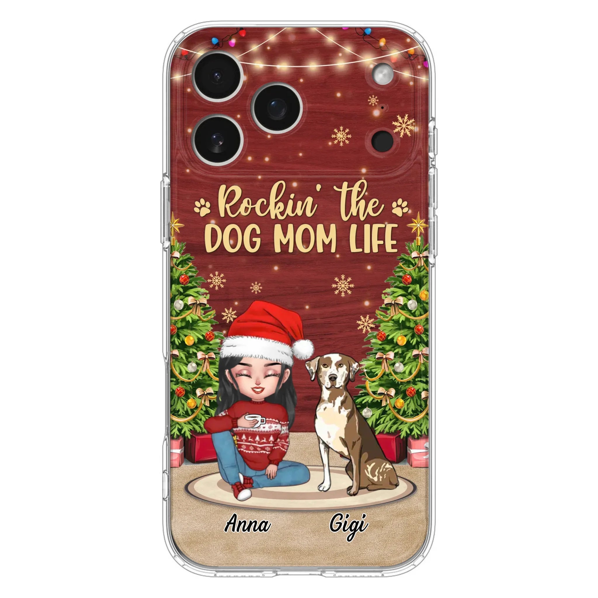Custom Personalized Dog Mom iPhone/ Samsung Case - Christmas Gift Idea For Dogs Lovers - Upto 4 Dogs - Rockin' The Dog Mom Life