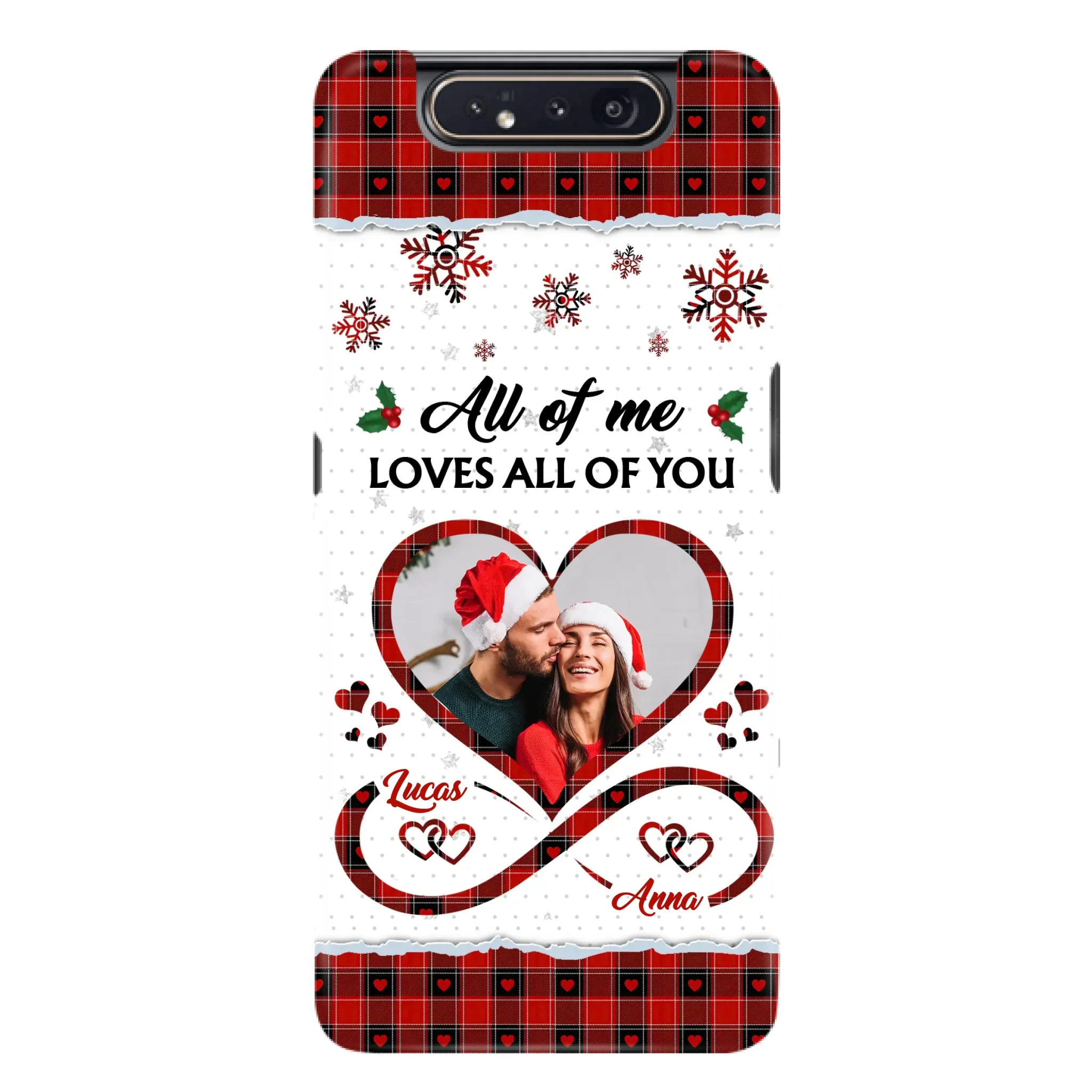 Custom Personalized Couple Christmas Phone Case - Gift Idea For Couple/ Him/ Her - Upload Photo - All Of Me Loves All Of You - Case For iPhone/Samsung