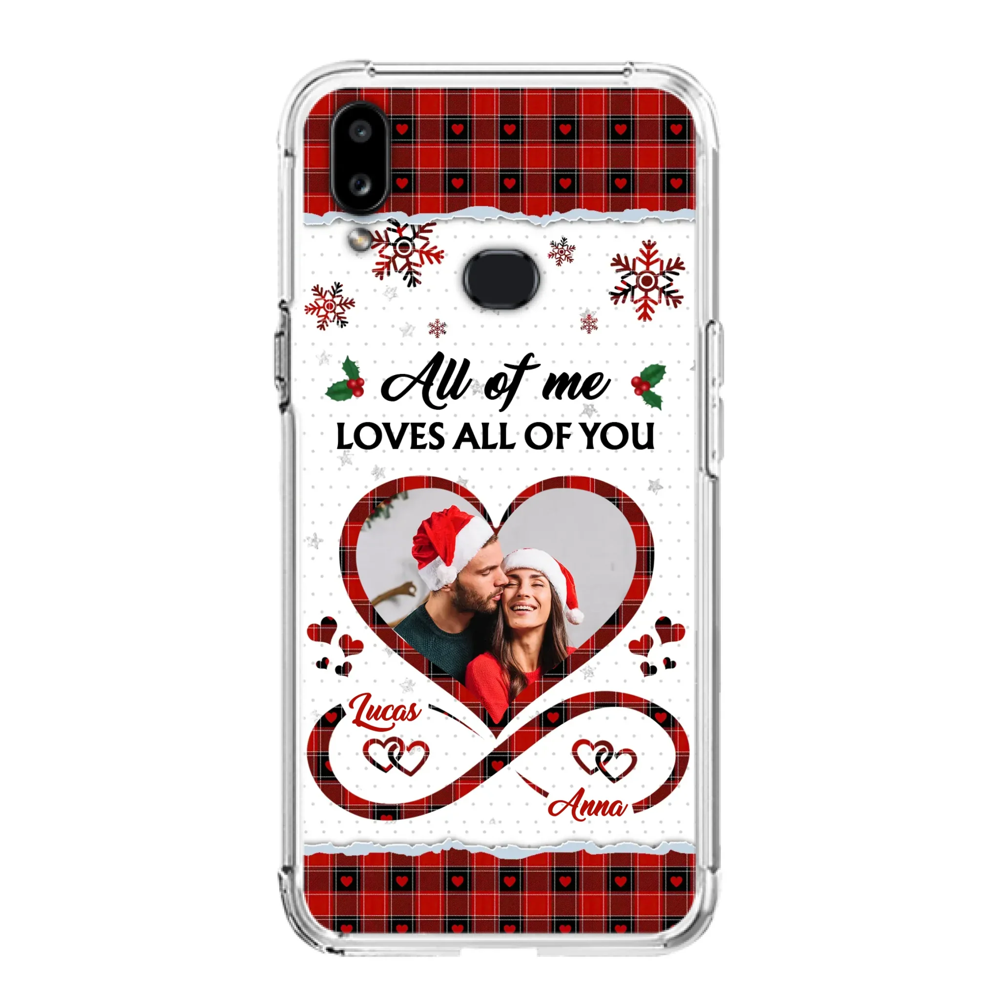 Custom Personalized Couple Christmas Phone Case - Gift Idea For Couple/ Him/ Her - Upload Photo - All Of Me Loves All Of You - Case For iPhone/Samsung