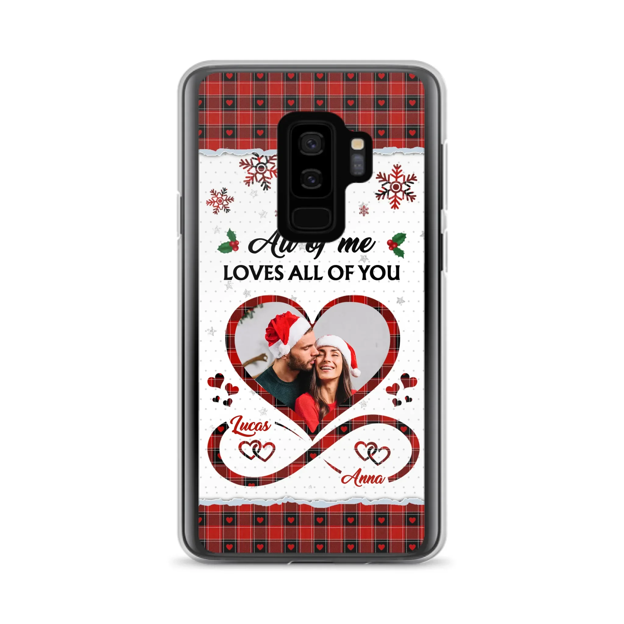 Custom Personalized Couple Christmas Phone Case - Gift Idea For Couple/ Him/ Her - Upload Photo - All Of Me Loves All Of You - Case For iPhone/Samsung