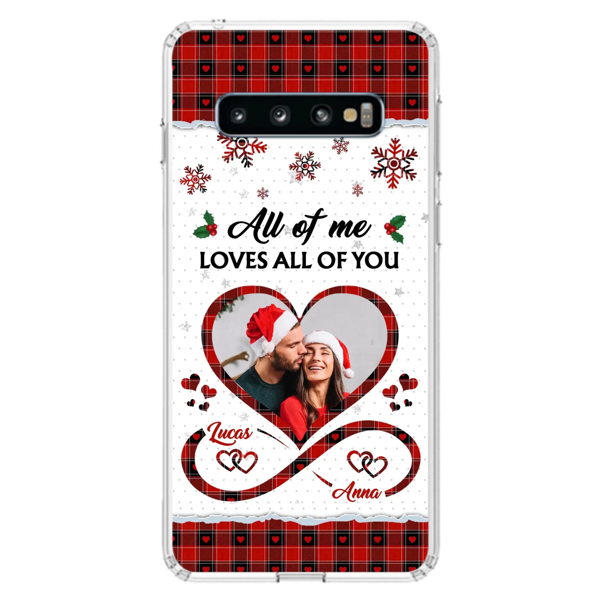 Custom Personalized Couple Christmas Phone Case - Gift Idea For Couple/ Him/ Her - Upload Photo - All Of Me Loves All Of You - Case For iPhone/Samsung