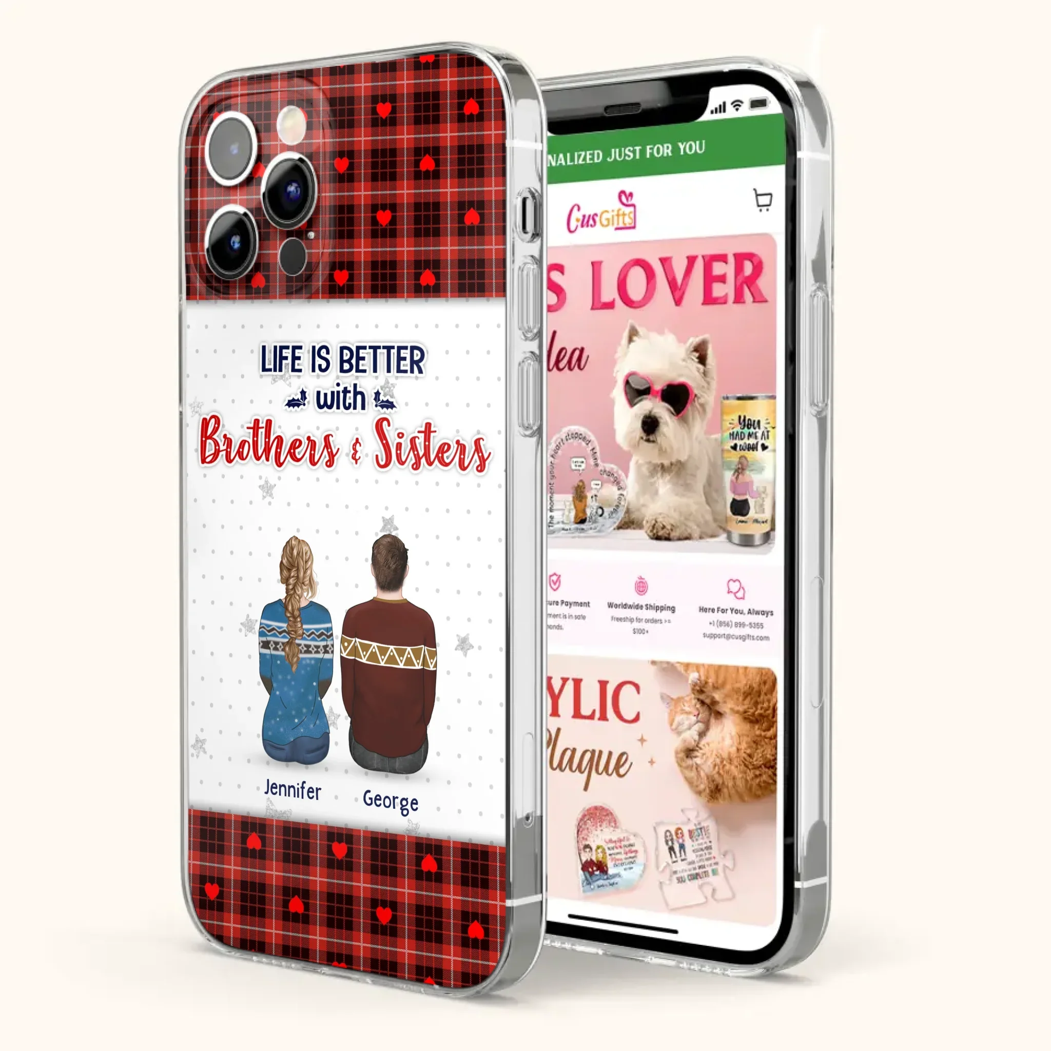 Custom Personalized Brothers Sisters Phone Case - Upto 10 People - Christmas Gift Idea For Siblings/ Family - Life Is Better With Brothers & Sisters - Case For iPhone And Samsung