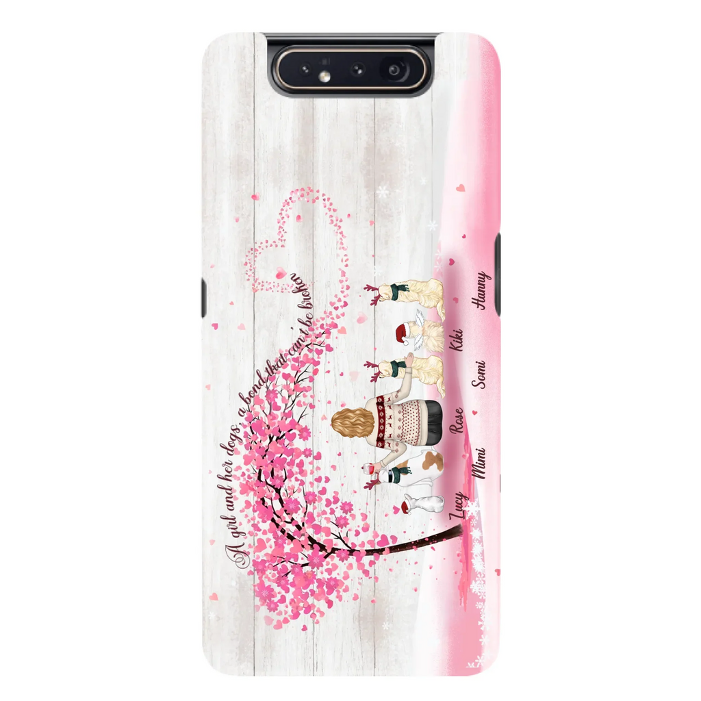 Personalized Dog Mom/Dad Phone Case - Mom/Dad With Up To 5 Dogs - Gift Idea For Dog Lovers - A Girl And Her Dogs, A Bond That Can't Be Broken - Case For iPhone/Samsung