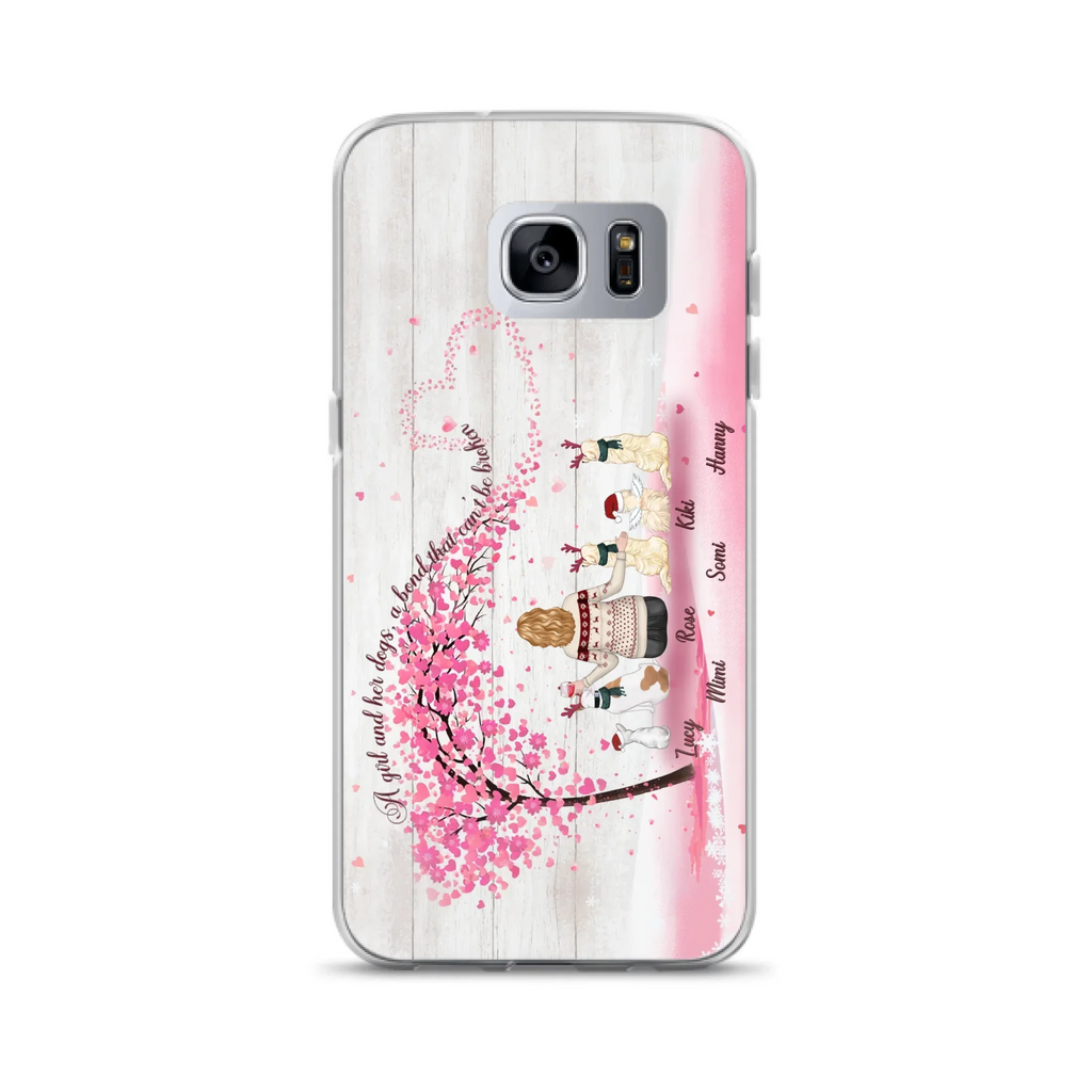 Personalized Dog Mom/Dad Phone Case - Mom/Dad With Up To 5 Dogs - Gift Idea For Dog Lovers - A Girl And Her Dogs, A Bond That Can't Be Broken - Case For iPhone/Samsung