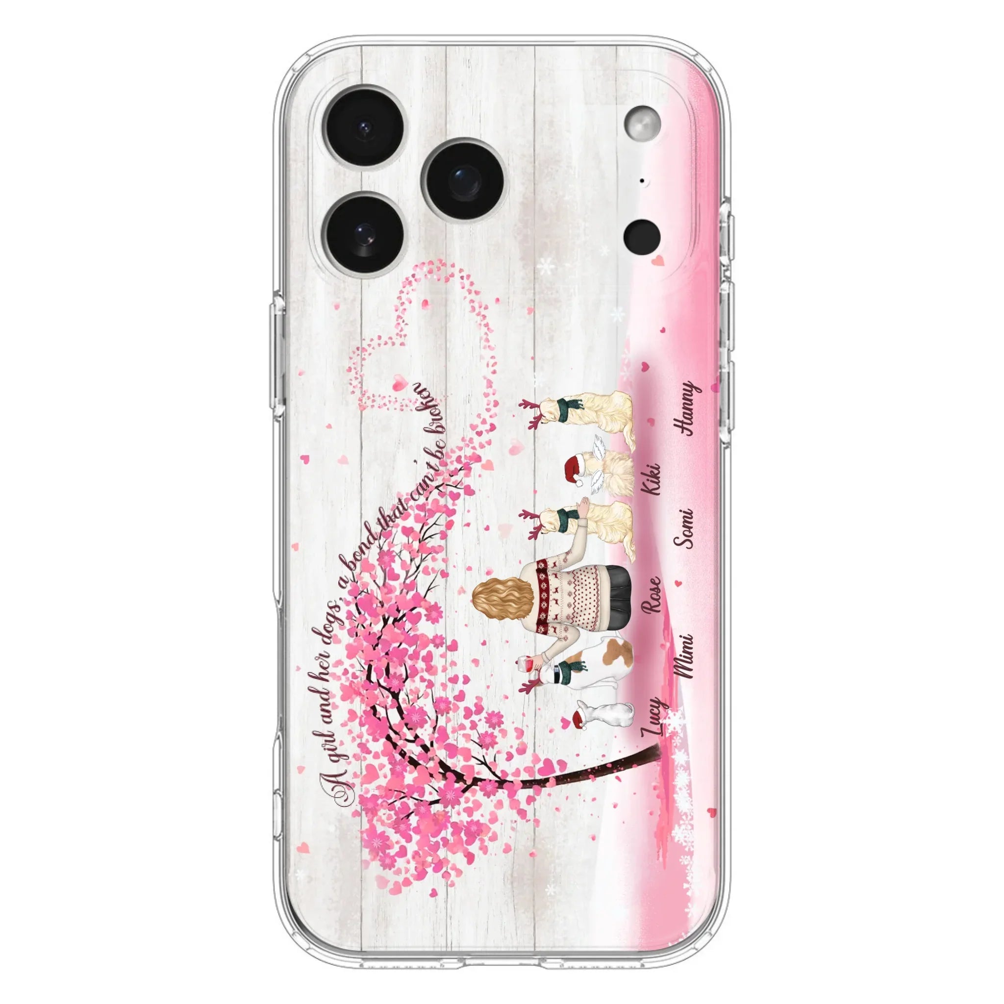 Personalized Dog Mom/Dad Phone Case - Mom/Dad With Up To 5 Dogs - Gift Idea For Dog Lovers - A Girl And Her Dogs, A Bond That Can't Be Broken - Case For iPhone/Samsung