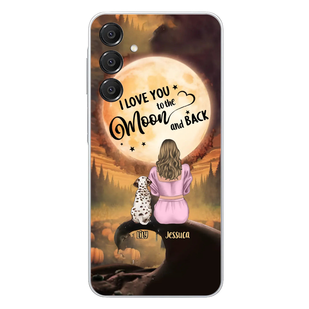 Personalized Memorial Pet Mom Phone Case - Gift Idea For Dog/Cat Owners - I Love You To The Moon And Back - Case For iPhone/Samsung
