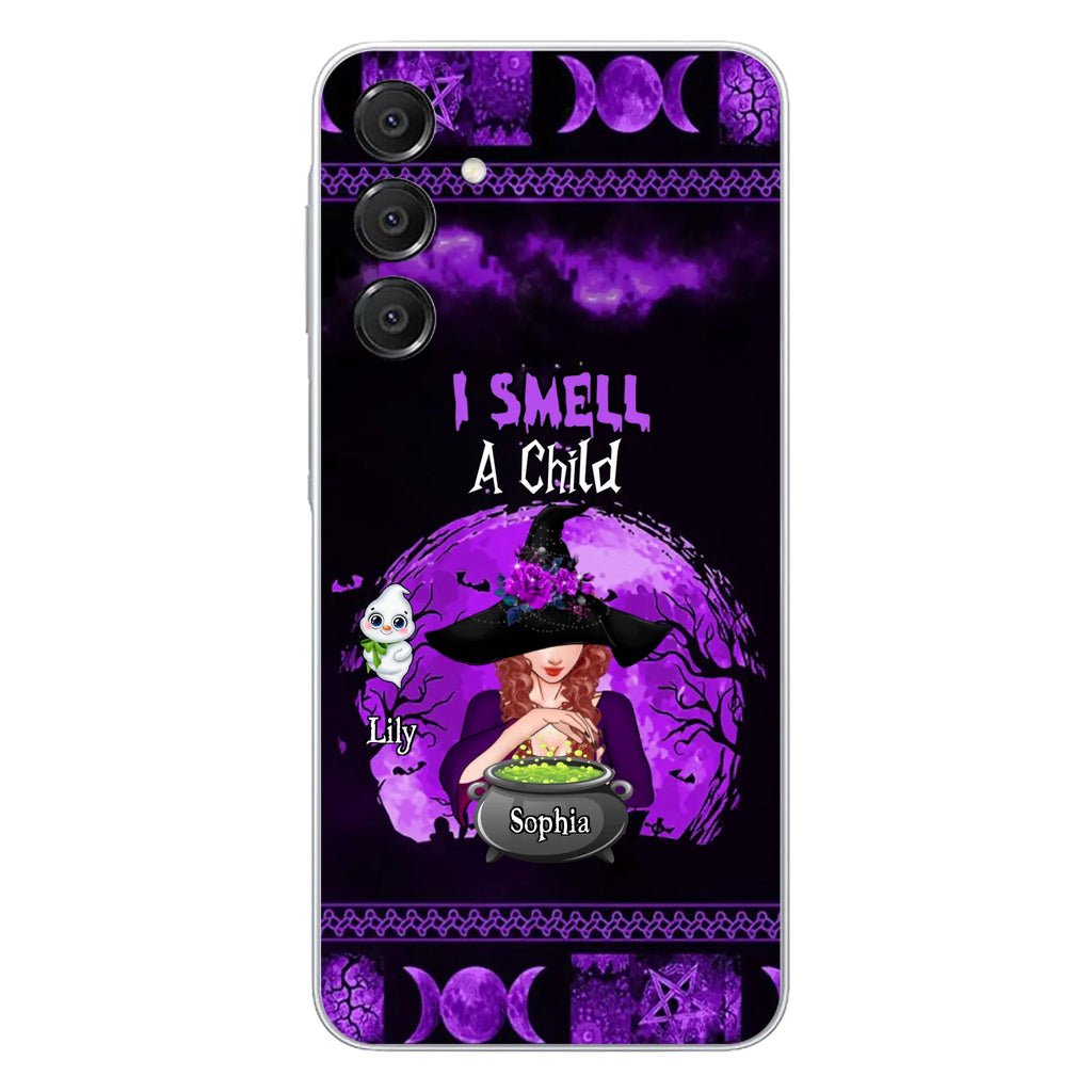 Custom Personalized Witch Phone Case - Upto 10 Children - Halloween Gift Idea for Family - I Smell Children - Case for iPhone/Samsung