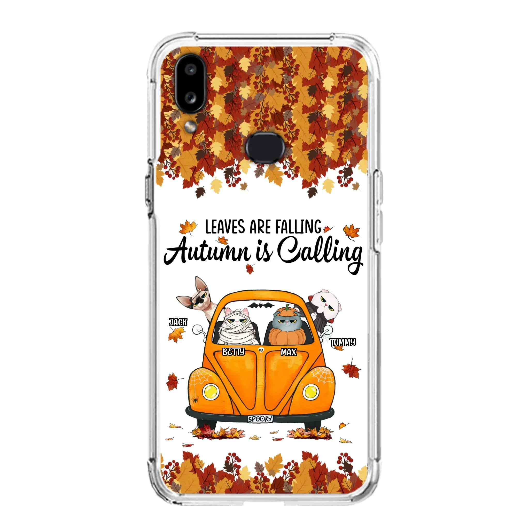 Custom Personalized Pet Phone Case - Gift Idea For Cat/Dog Lovers - Upto 4 Pets -  Case For iPhone/Samsung - Leaves Are Falling Autumn Is Calling