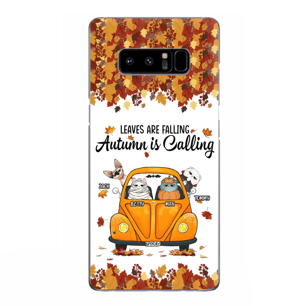 Custom Personalized Pet Phone Case - Gift Idea For Cat/Dog Lovers - Upto 4 Pets -  Case For iPhone/Samsung - Leaves Are Falling Autumn Is Calling