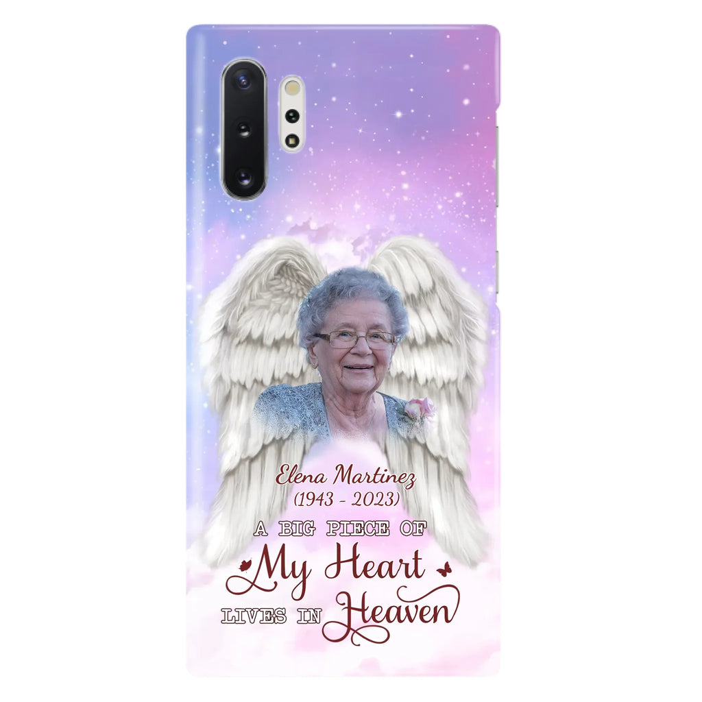 Custom Personalized Memorial Photo Phone Case - Memorial Gift Idea for Family - A Big Piece Of My Heart Lives In Heaven - Case for iPhone/Samsung