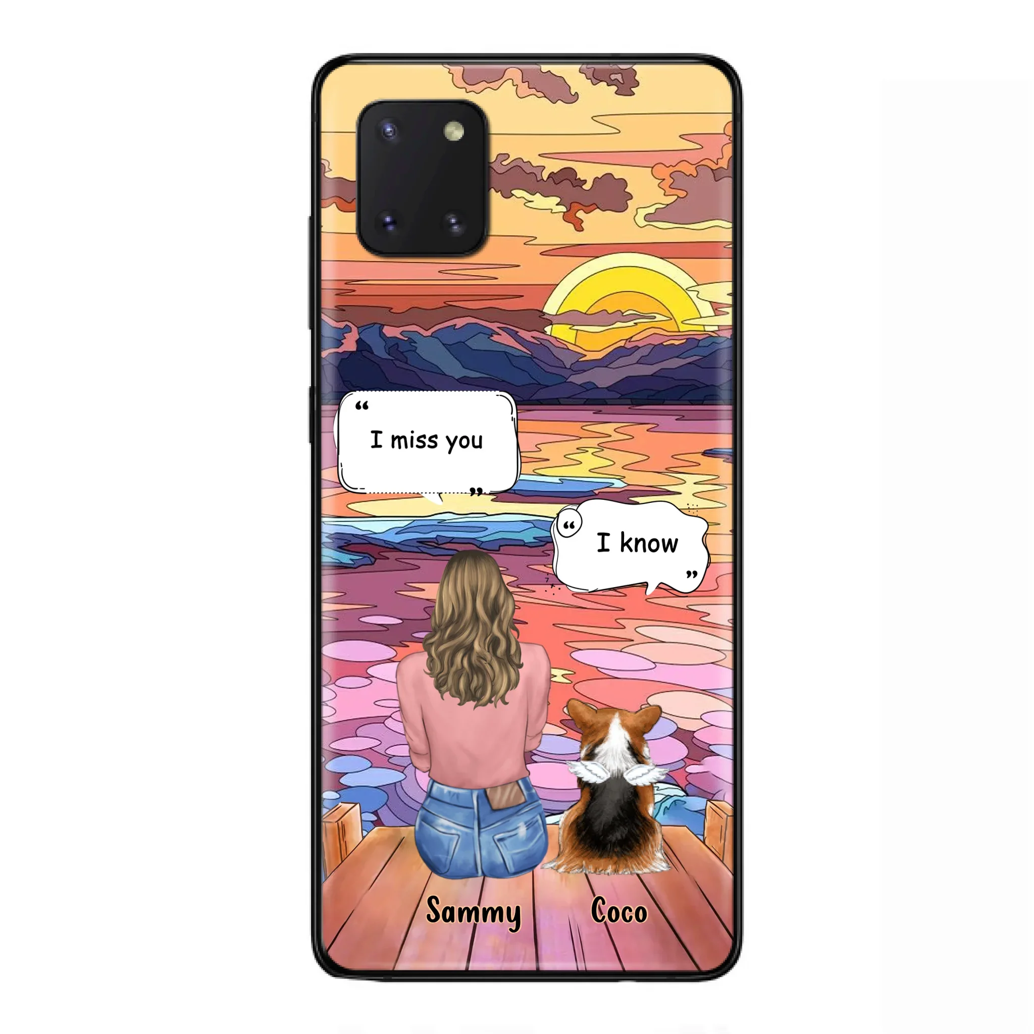 Custom Personalized Memorial Pet Phone Case - Upto 3 Pets - Memorial Gift Idea For Dog/Cat/Rabbits Owners - Case for iPhone/Samsung  - I Miss You