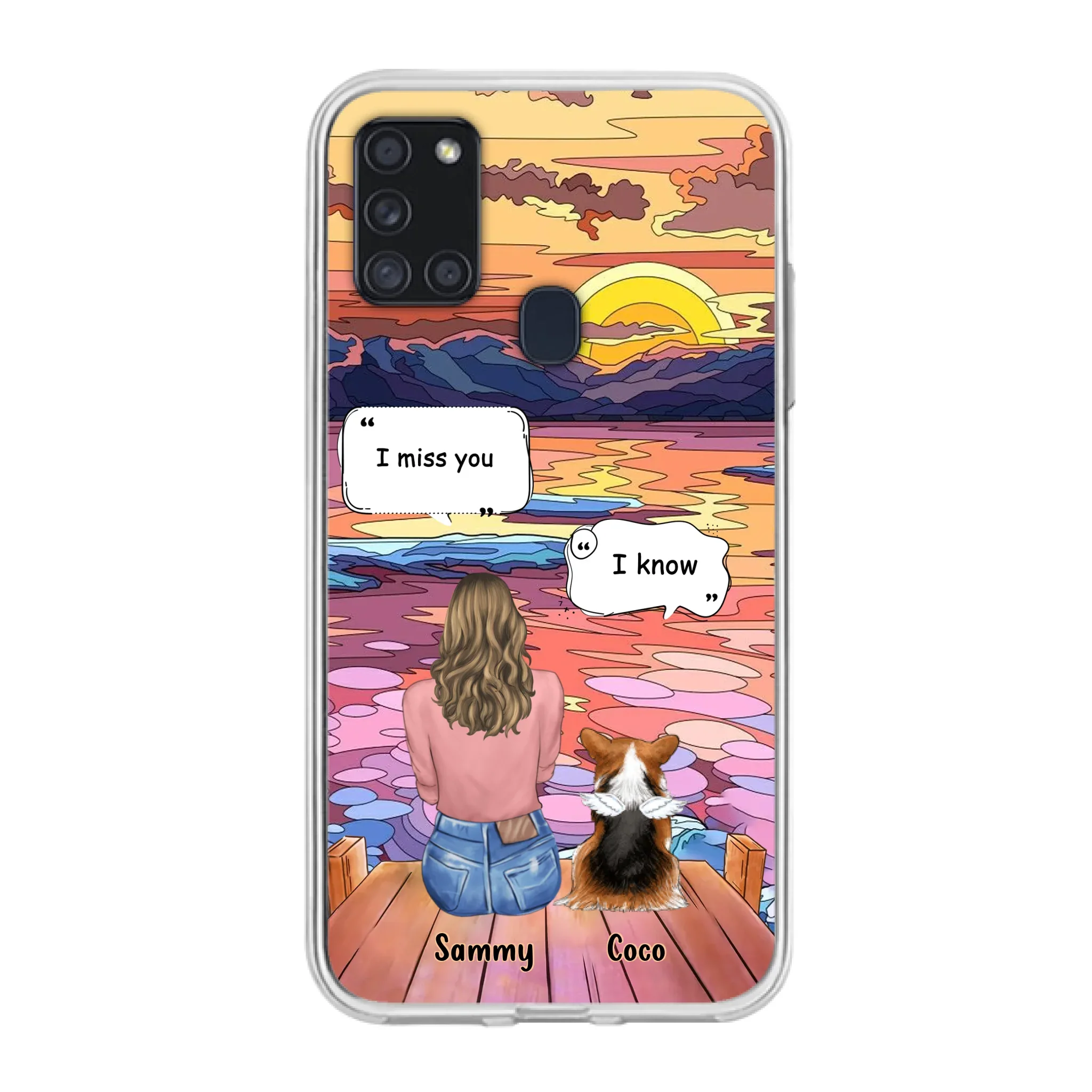 Custom Personalized Memorial Pet Phone Case - Upto 3 Pets - Memorial Gift Idea For Dog/Cat/Rabbits Owners - Case for iPhone/Samsung  - I Miss You
