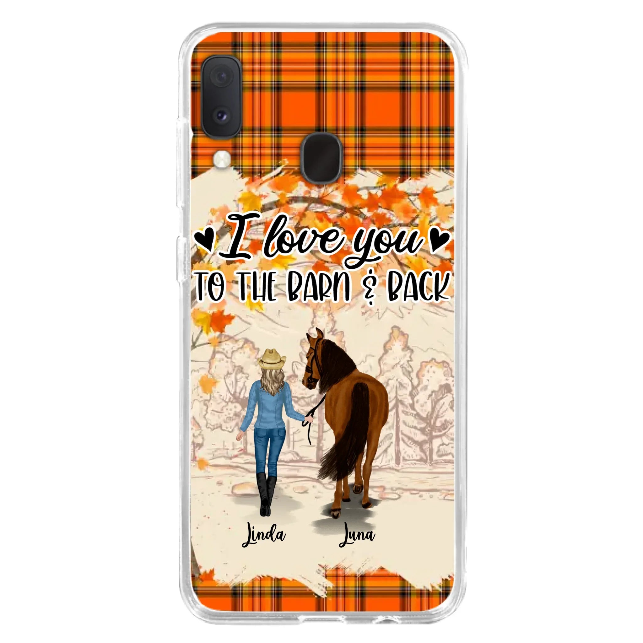 Personalized Horse Girl Phone Case - Gift Idea For Horse Lovers - Up To 6 Horses - I Love You To The Barn & Back - Cases For iPhone/Samsung