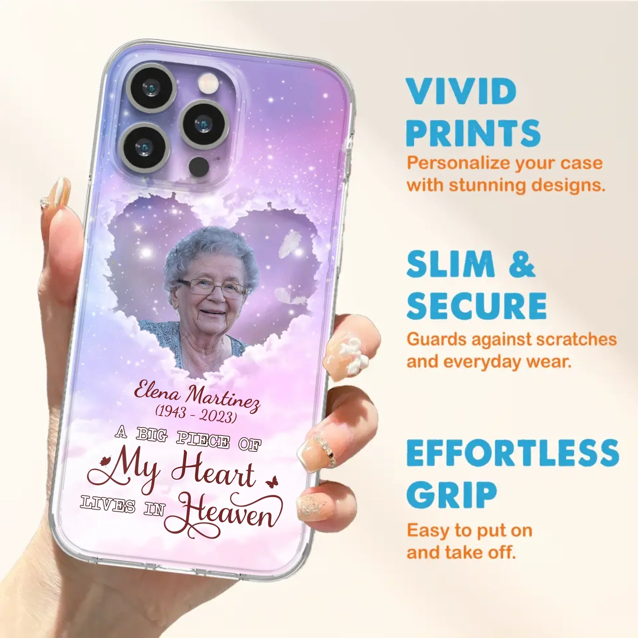 Custom Personalized Memorial Photo Phone Case - Memorial Gift For Family Member - Upload Photo - Case For iPhone/Samsung - A Big Piece Of My Heart Lives In Heaven