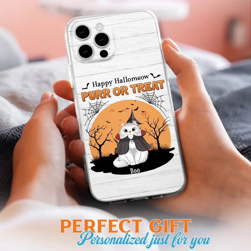 Custom Personalized Meowloween Phone Case - Up to 6 Cats - Halloween Gift Idea for Cat Lovers - Happy Hallomeow - Case for iPhone/Samsung