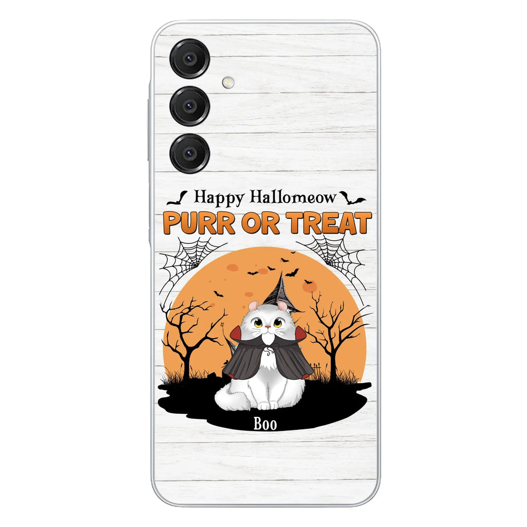 Custom Personalized Meowloween Phone Case - Up to 6 Cats - Halloween Gift Idea for Cat Lovers - Happy Hallomeow - Case for iPhone/Samsung