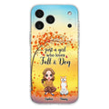 Custom Personalized Dog Mom Phone Case - Gift Idea For Dog Lovers/ Autumn Gift - Upto 4 Dogs - Just A Girl Who Loves Fall & Dogs - Case For iPhone/Samsung