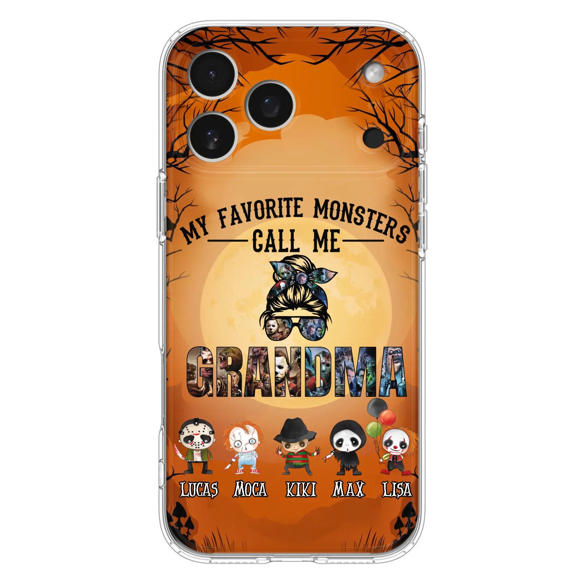 Personalized Halloween Phone Case - Halloween Gift Idea for Halloween - Upto 5 Characters - My Favorite Monsters Call Me Grandma - Case For iPhone/Samsung