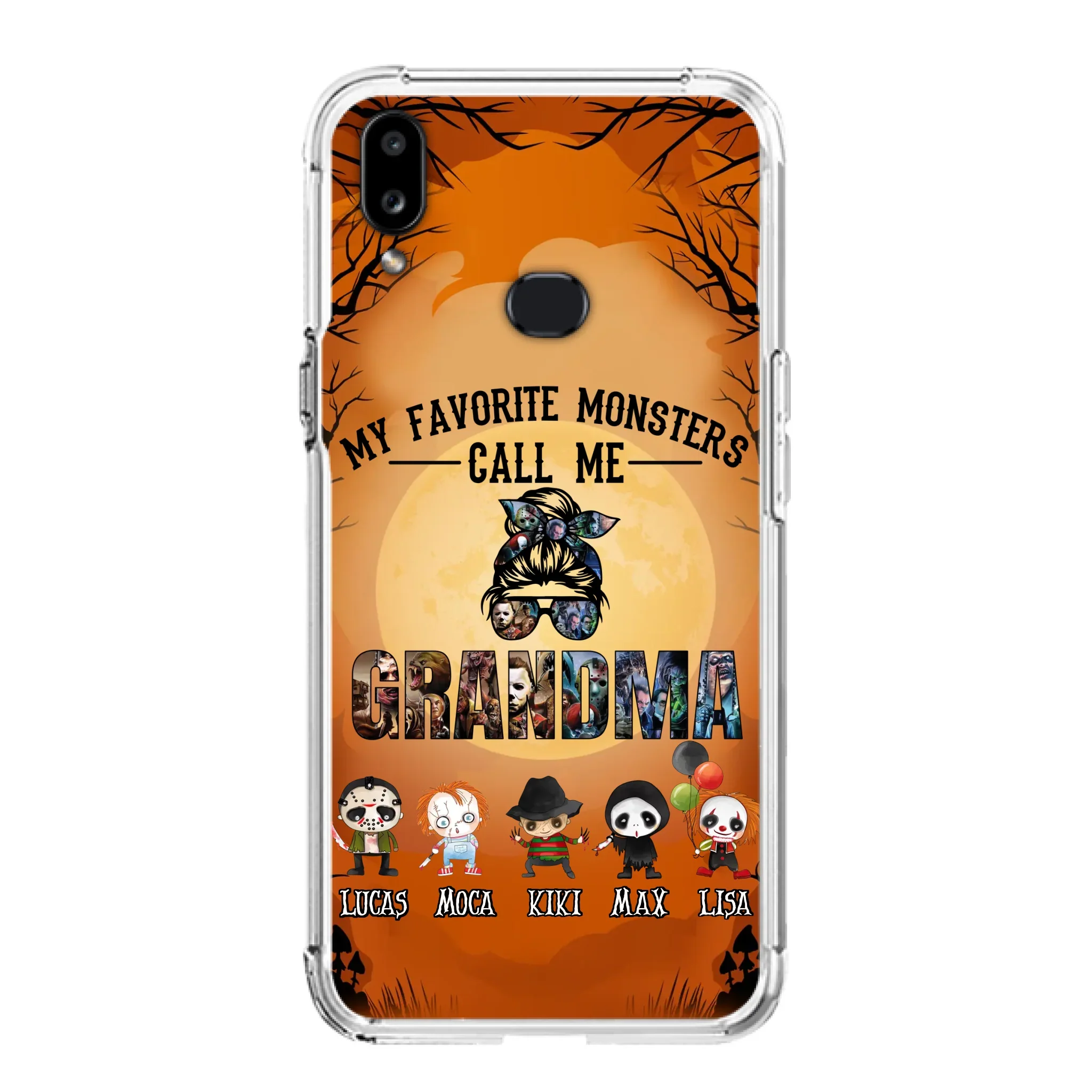 Personalized Halloween Phone Case - Halloween Gift Idea for Halloween - Upto 5 Characters - My Favorite Monsters Call Me Grandma - Case For iPhone/Samsung