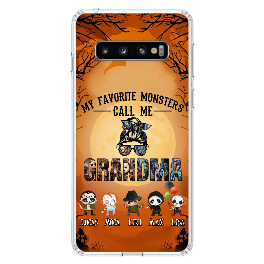 Personalized Halloween Phone Case - Halloween Gift Idea for Halloween - Upto 5 Characters - My Favorite Monsters Call Me Grandma - Case For iPhone/Samsung