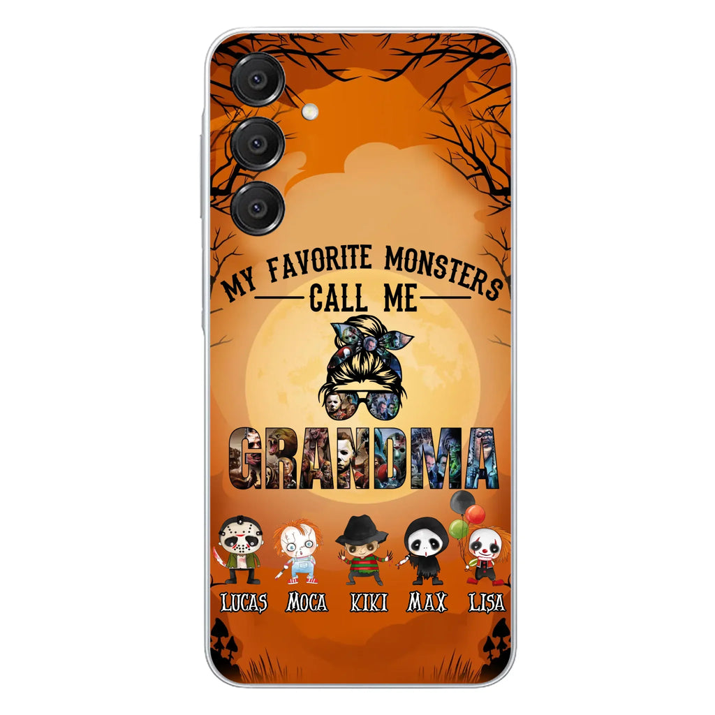 Personalized Halloween Phone Case - Halloween Gift Idea for Halloween - Upto 5 Characters - My Favorite Monsters Call Me Grandma - Case For iPhone/Samsung