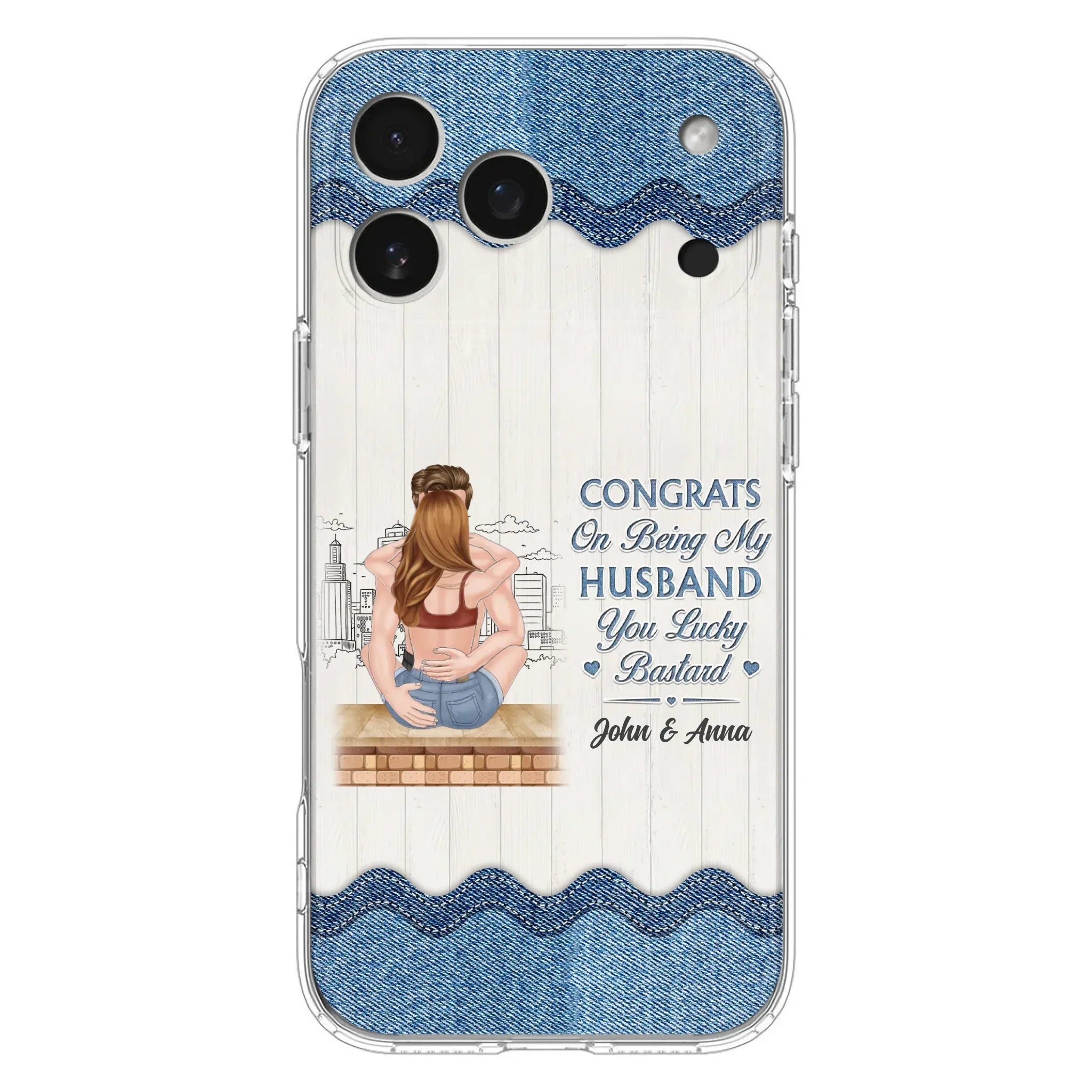 Custom Personalized Couple Phone Case - Gift Idea For Couple/Valentines Day - Congrats On Being My Husband You Lucky Bastard - Case For iPhone/Samsung