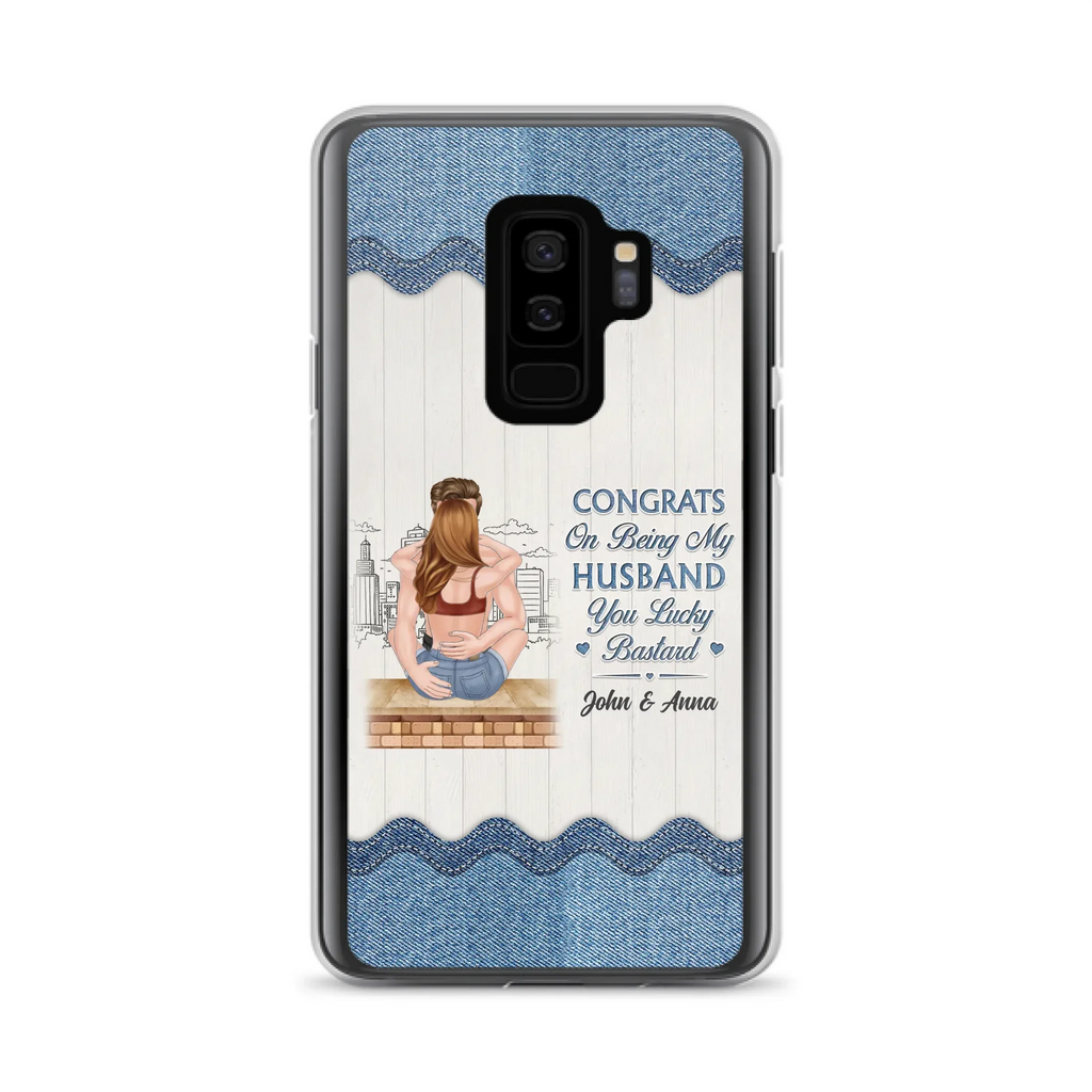 Custom Personalized Couple Phone Case - Gift Idea For Couple/Valentines Day - Congrats On Being My Husband You Lucky Bastard - Case For iPhone/Samsung