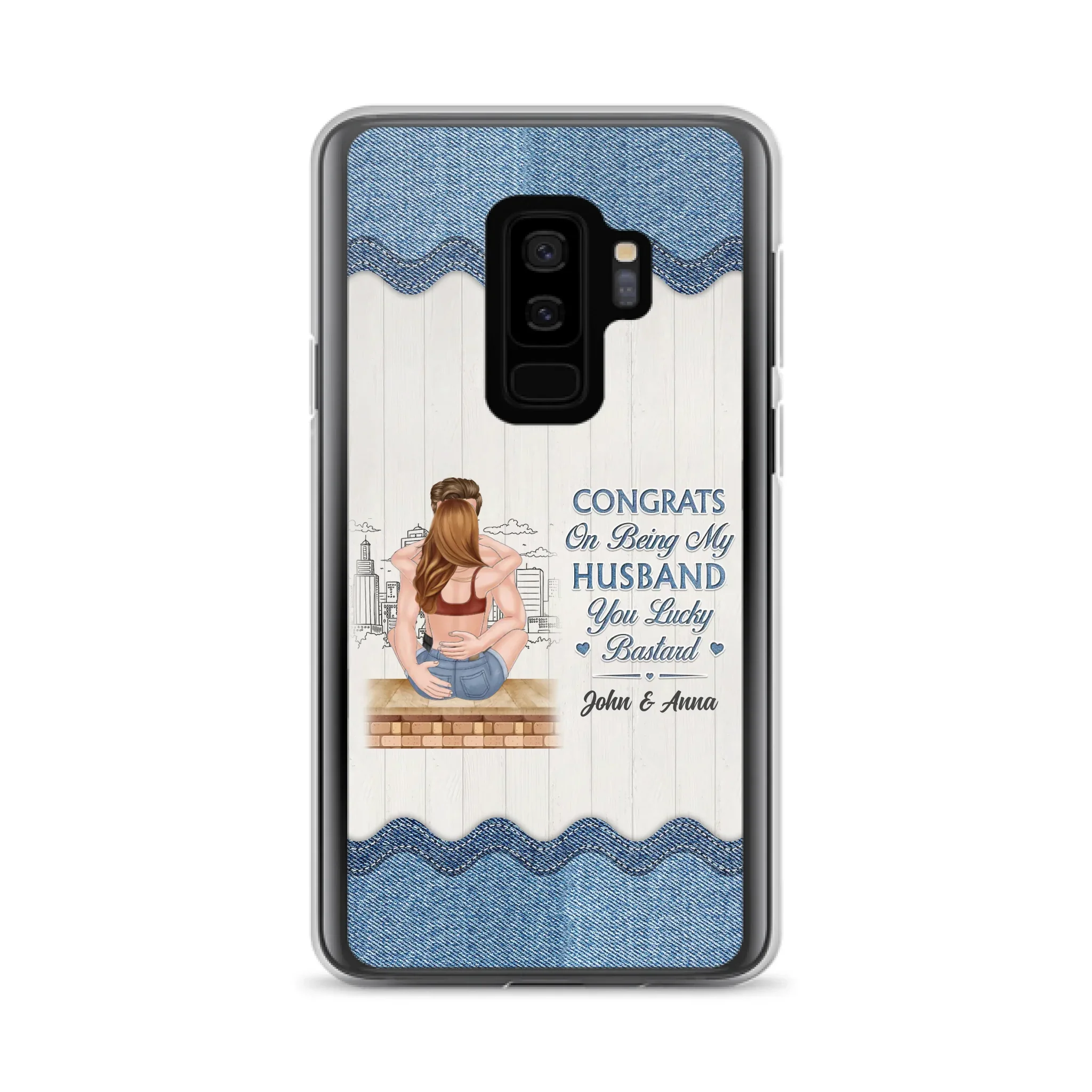 Custom Personalized Couple Phone Case - Gift Idea For Couple/Valentines Day - Congrats On Being My Husband You Lucky Bastard - Case For iPhone/Samsung