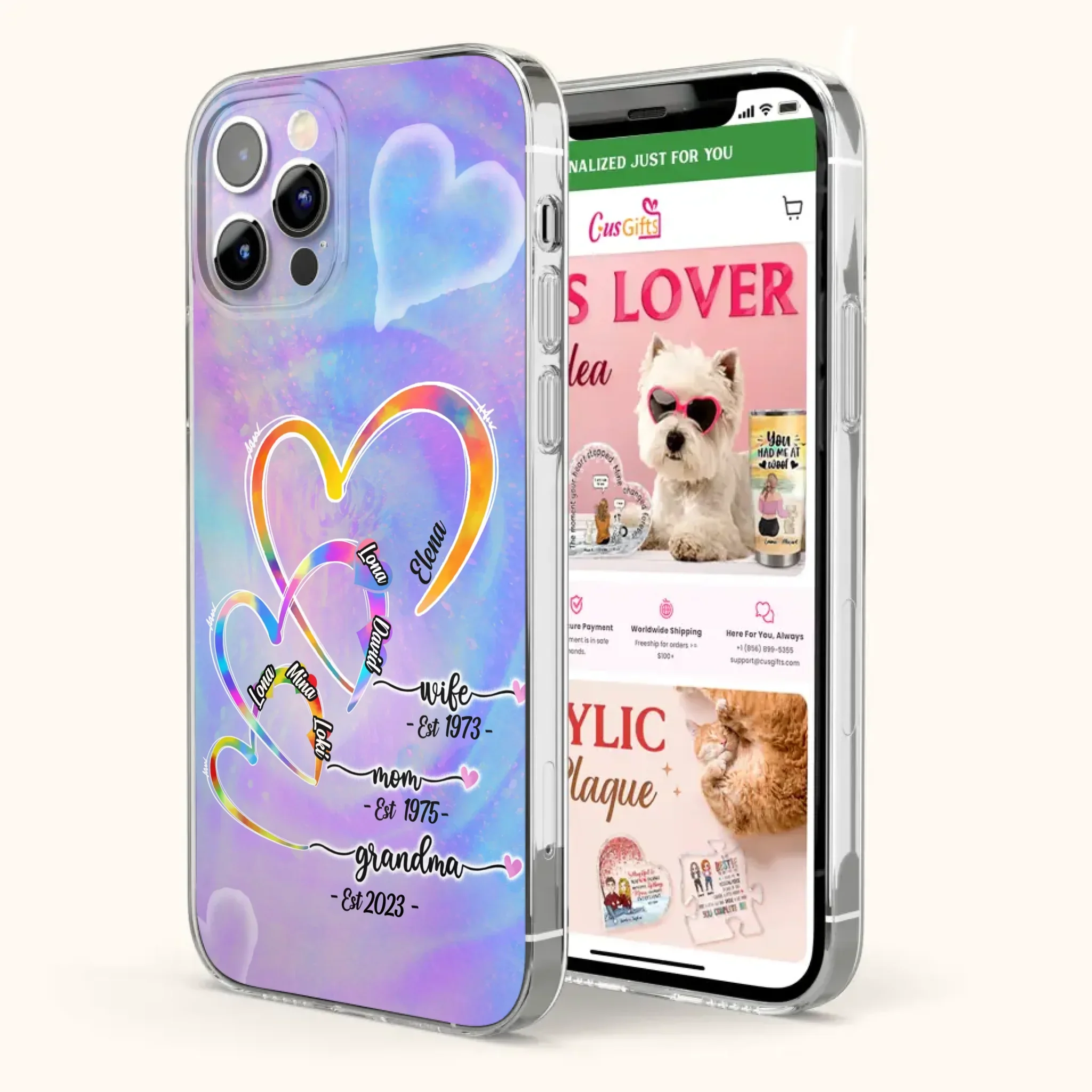 Personalized Mom Phone Case - Gift Idea For Mom/Grandma - Upto 4 Children/5 Grandchildren - Cases For iPhone/Samsung