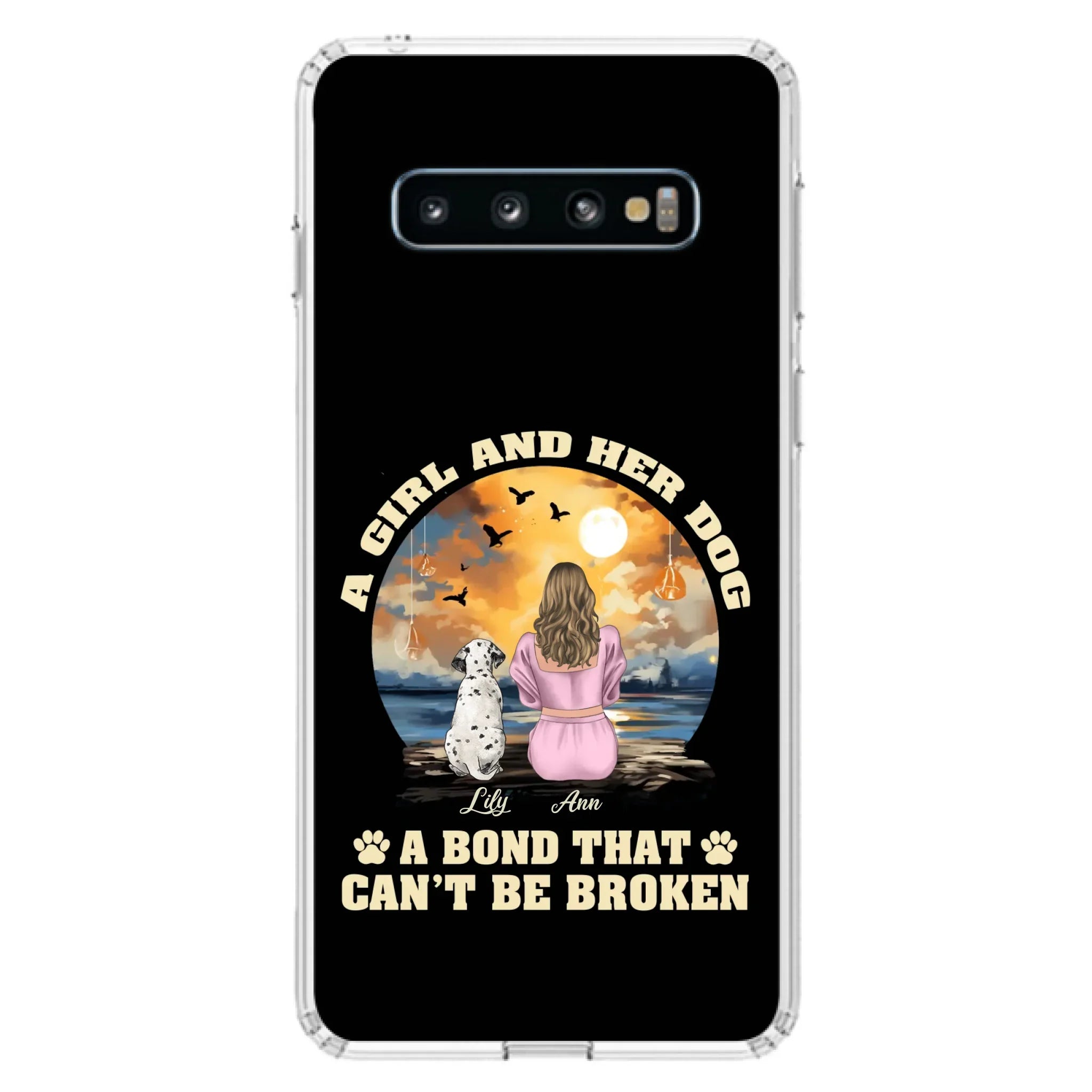 Custom Personalized Dog Mom Phone Case - Upto 4 Dogs - Gift Idea for Dog Owners - Case For iPhone/ Samsung - A Girl And Her Dog A Bond That Can't Be Broken