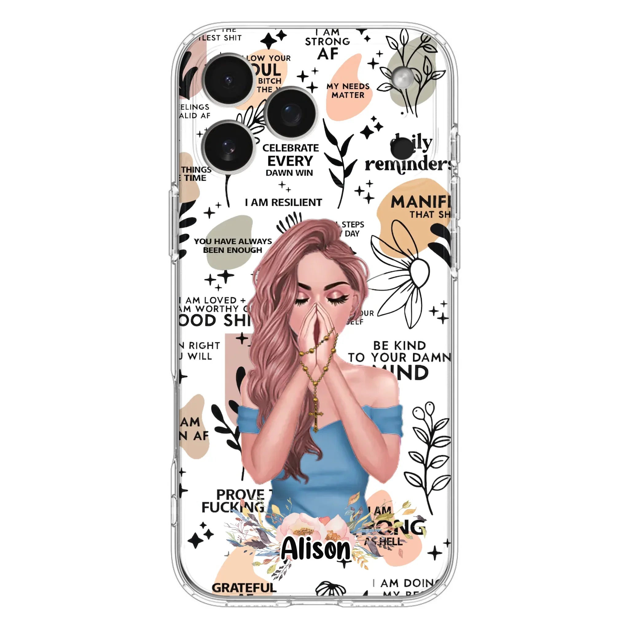 Custom Personalized Praying Girl Phone Case - Gift Idea for Girls/Friends - Case for iPhone/Samsung