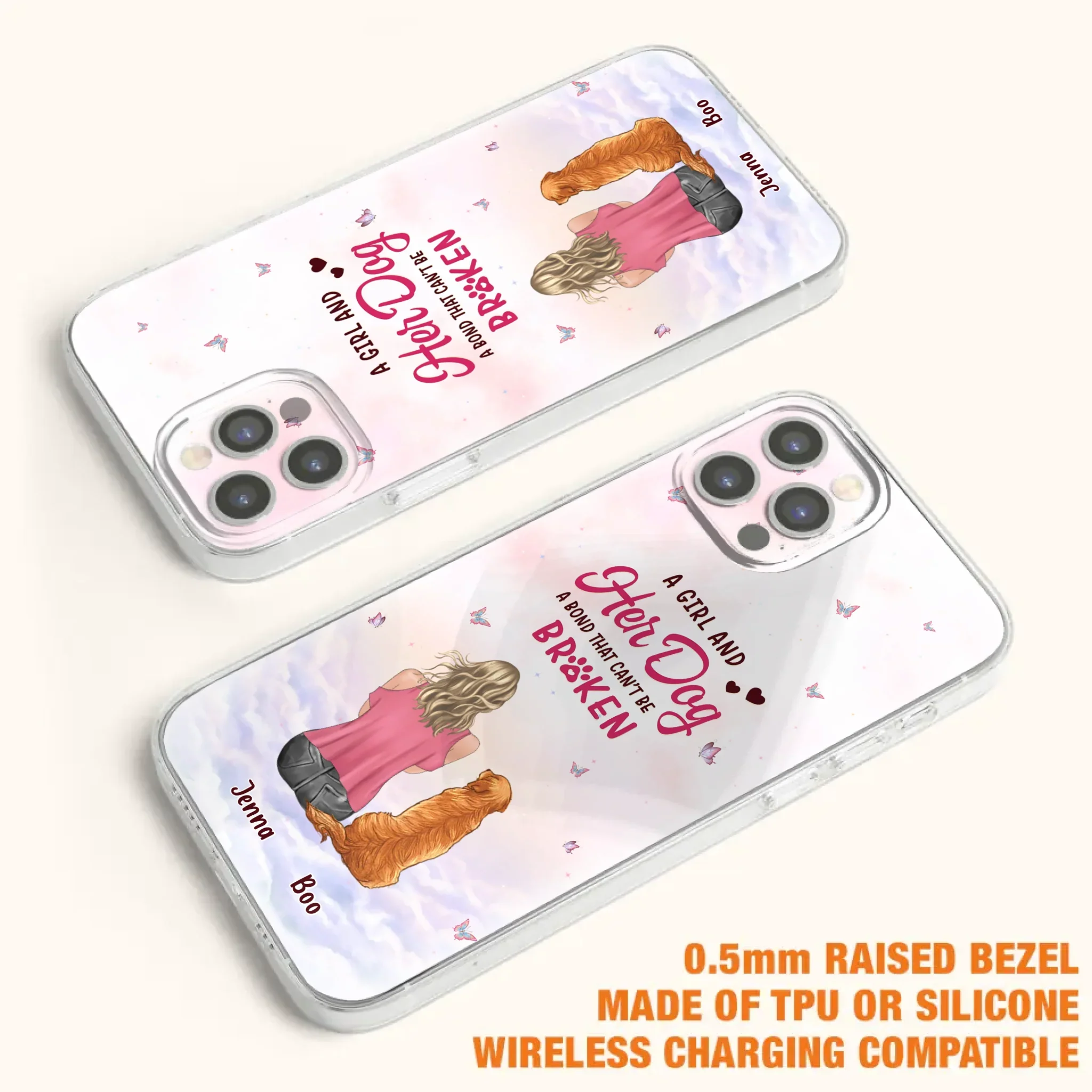 Custom Personalized Dog Mom Phone Case - Upto 5 Dogs - Gift Idea For Dog Lovers - A Girl And Her Dog A Bond That Can't Be Broken - Case for iPhone/Samsung