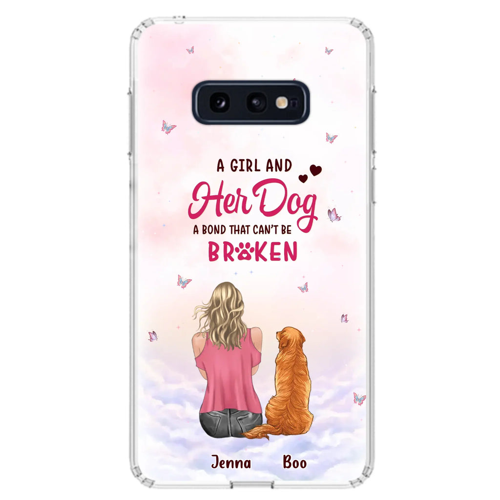 Custom Personalized Dog Mom Phone Case - Upto 5 Dogs - Gift Idea For Dog Lovers - A Girl And Her Dog A Bond That Can't Be Broken - Case for iPhone/Samsung