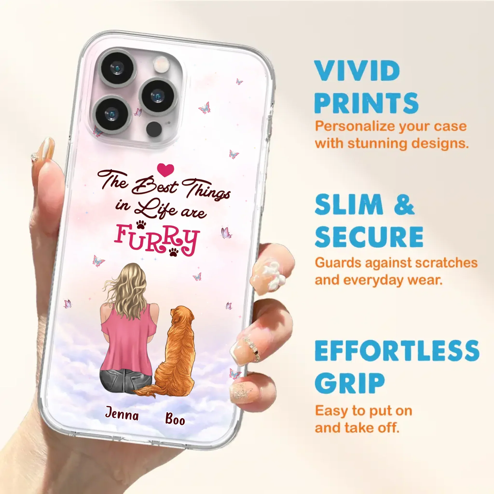 Custom Personalized Dog Mom Phone Case - Upto 5 Dogs - Gift Idea For Dog Lovers - The Best Things In Life Are Furry - Case for iPhone/Samsung